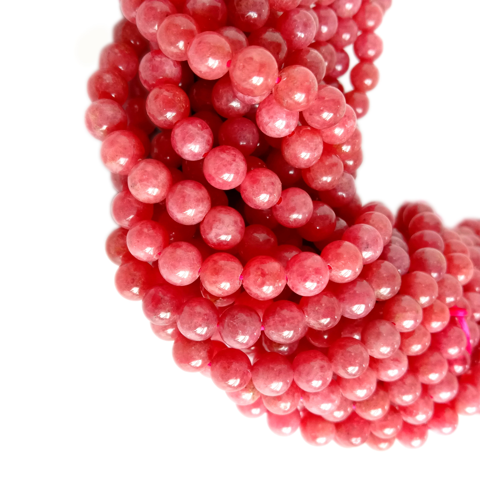 ಅಪ್ಪಟ ನೈಸರ್ಗಿಕ ಗುಲಾಬಿ ಗುಲಾಬಿ ರೋಡೋನೈಟ್ ಲೂಸ್ ಬೀಡ್ಸ್ ರೌಂಡ್ ಶೇಪ್ 6mm 12