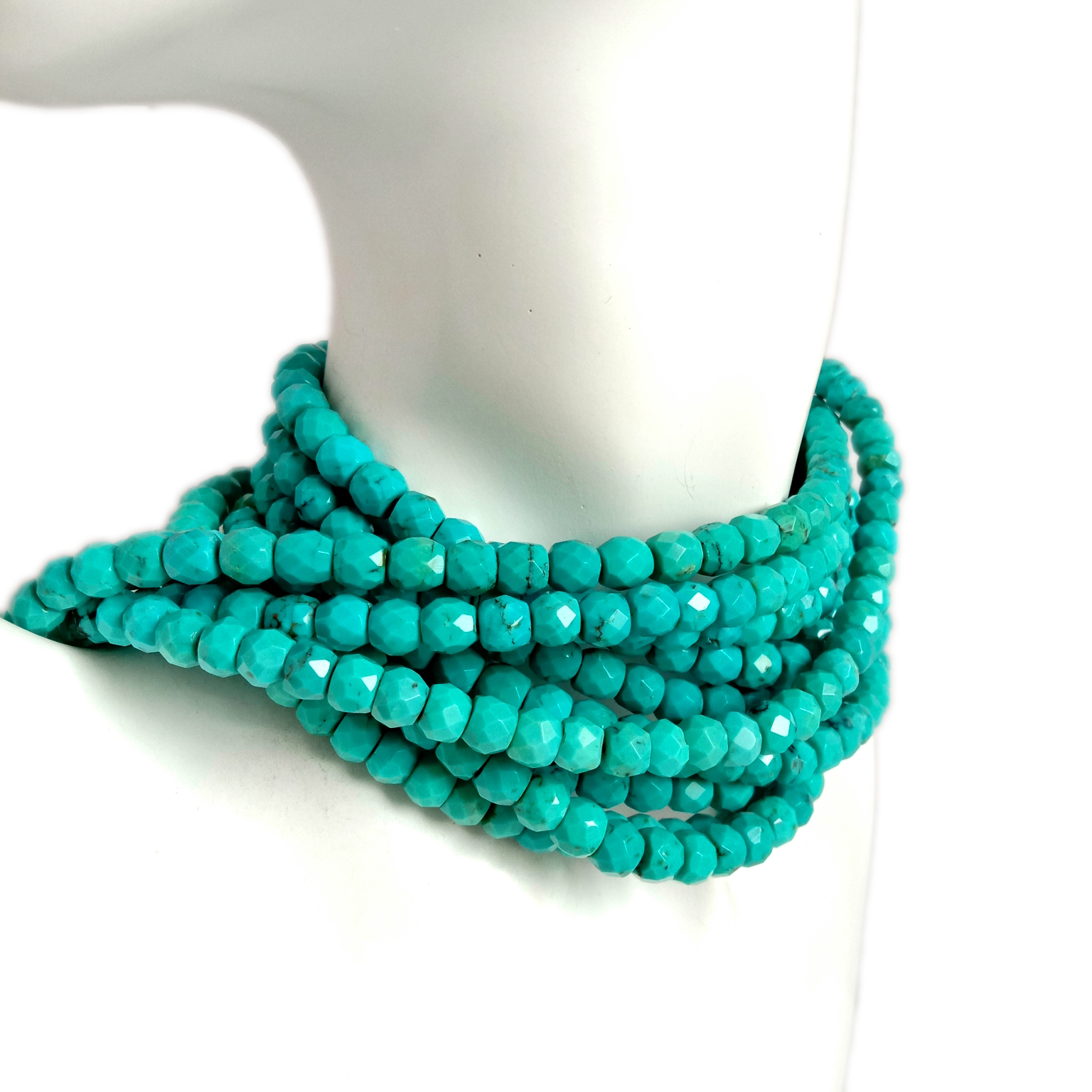 Lejoe la Lejoe la Mofumahali Turquoise Kereiti ea 3A E Faceted Round 6mm Lifaha Tse Lokolohileng 9