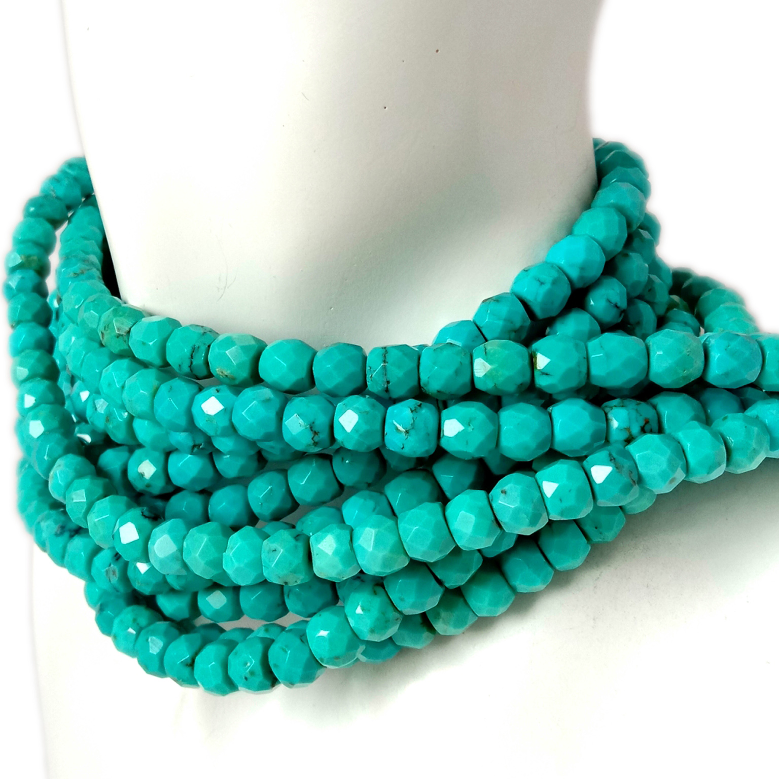 Lejoe la Lejoe la Mofumahali Turquoise Kereiti ea 3A E Faceted Round 6mm Lifaha Tse Lokolohileng 8