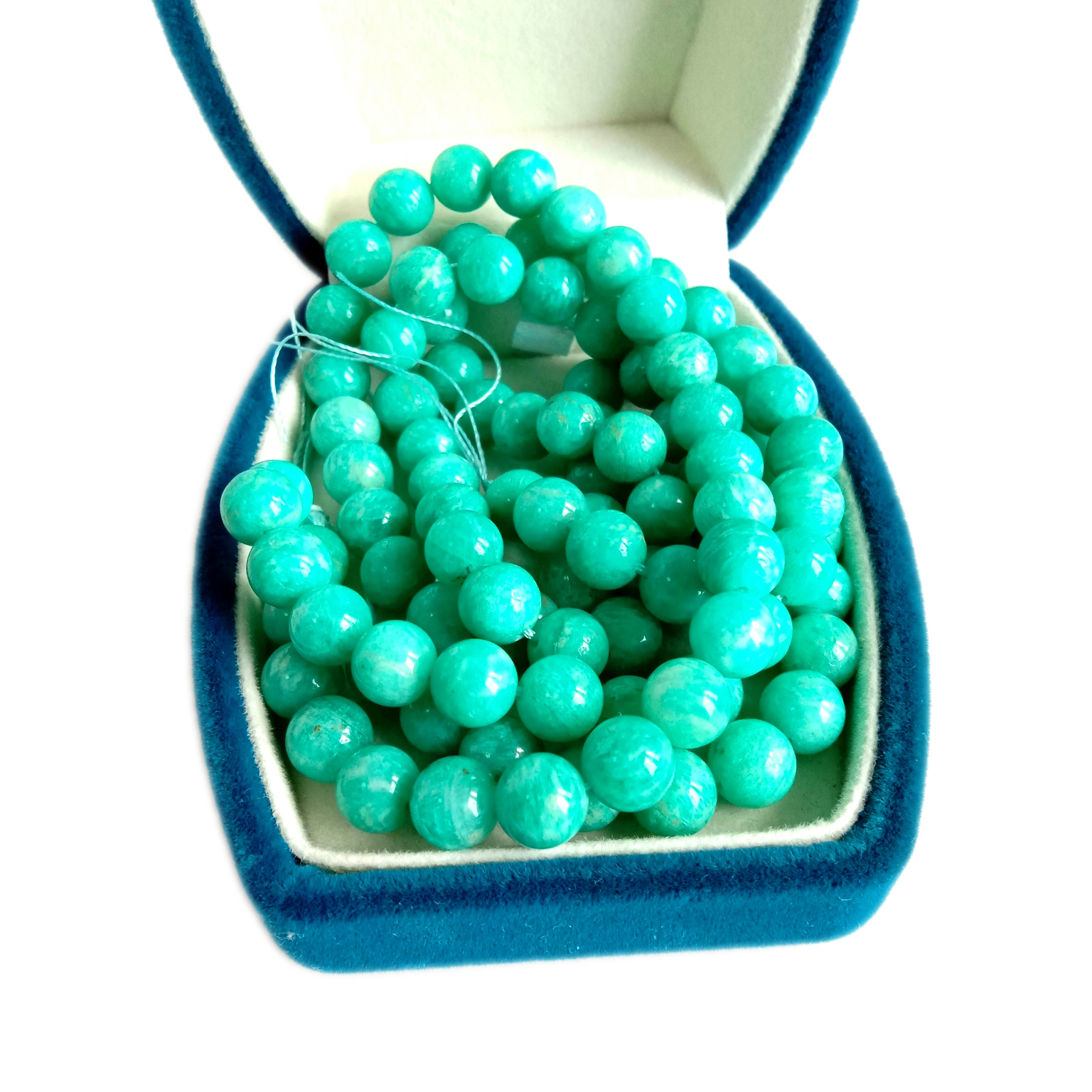 Manik-manik bulat halus Amazonite asli 8mm manik-manik longgar Amazonite alami 8