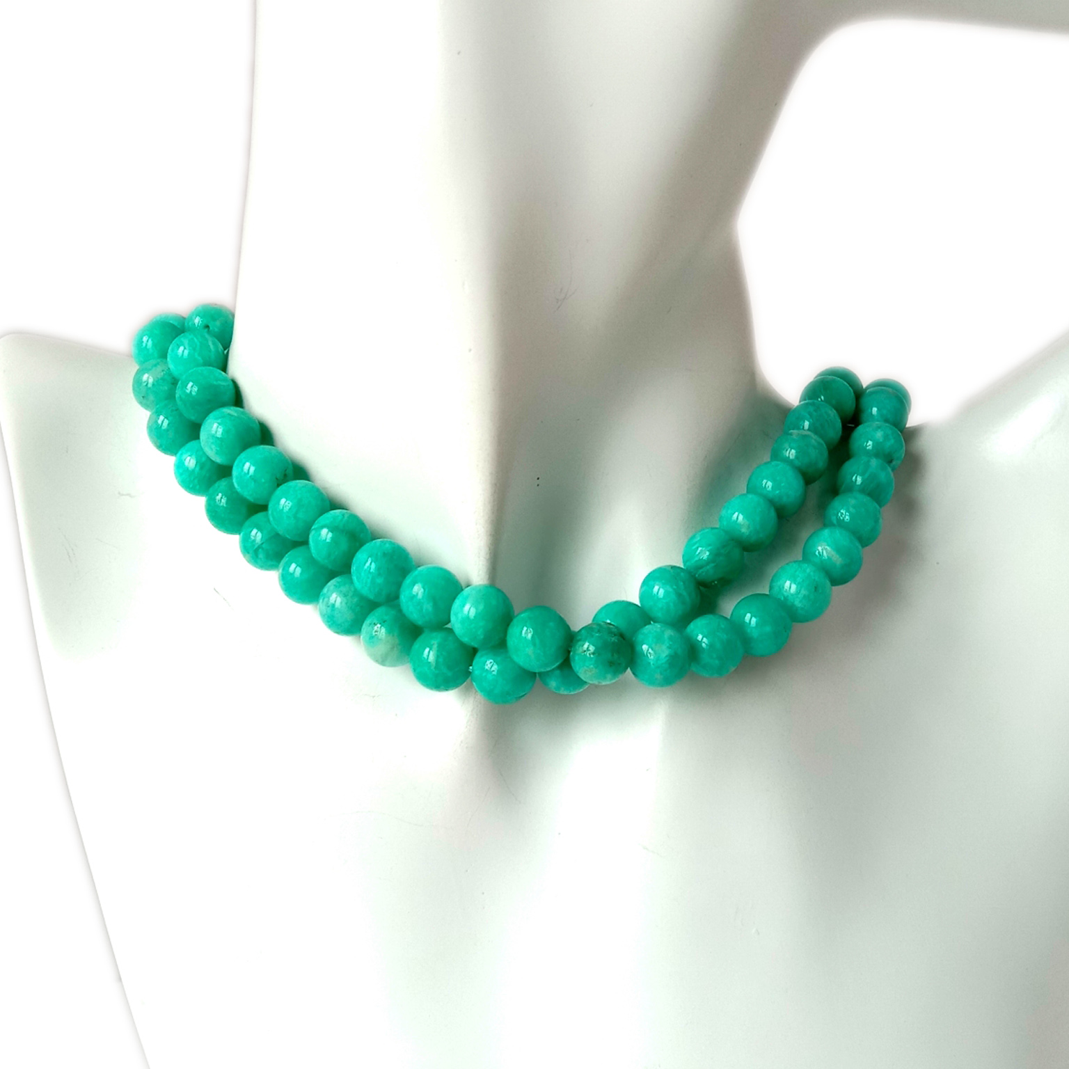 Manik-manik bulat halus Amazonite asli 8mm manik-manik longgar Amazonite alami 9