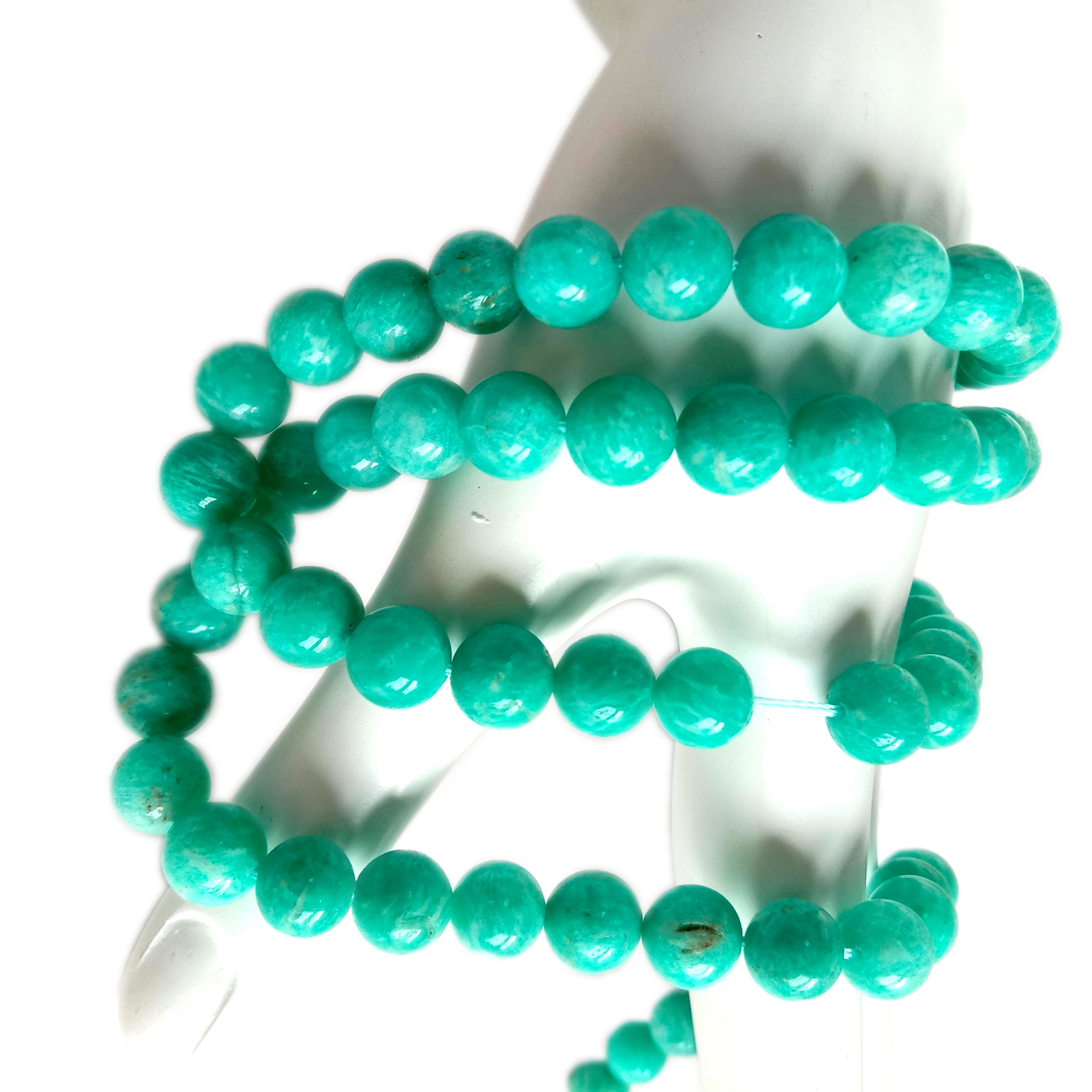 Manik-manik bulat halus Amazonite asli 8mm manik-manik longgar Amazonite alami 10