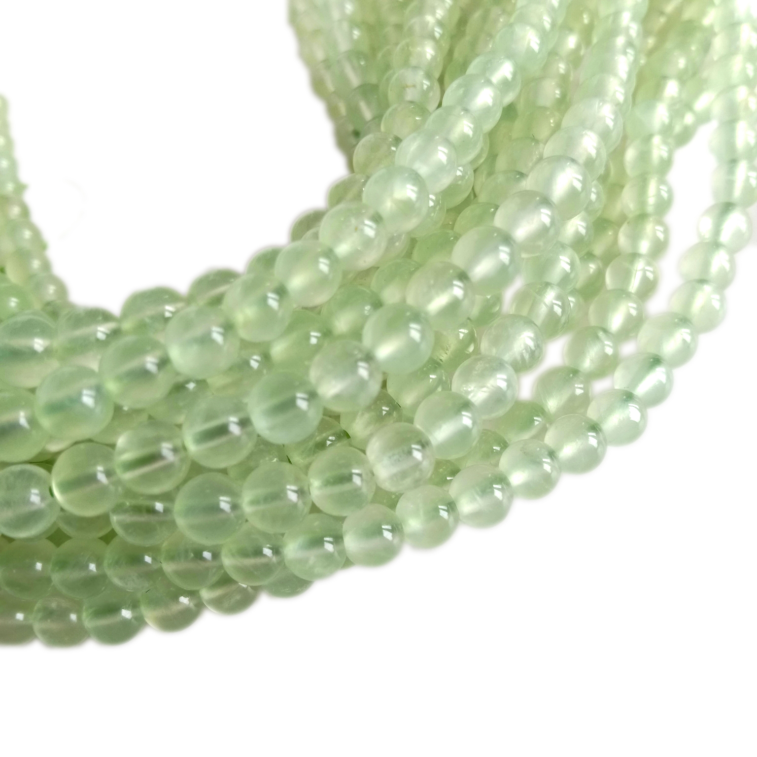 Prehnite Gemstone Light Green Micro Faceted Round Grade Beads 16inch BULK Lot 13