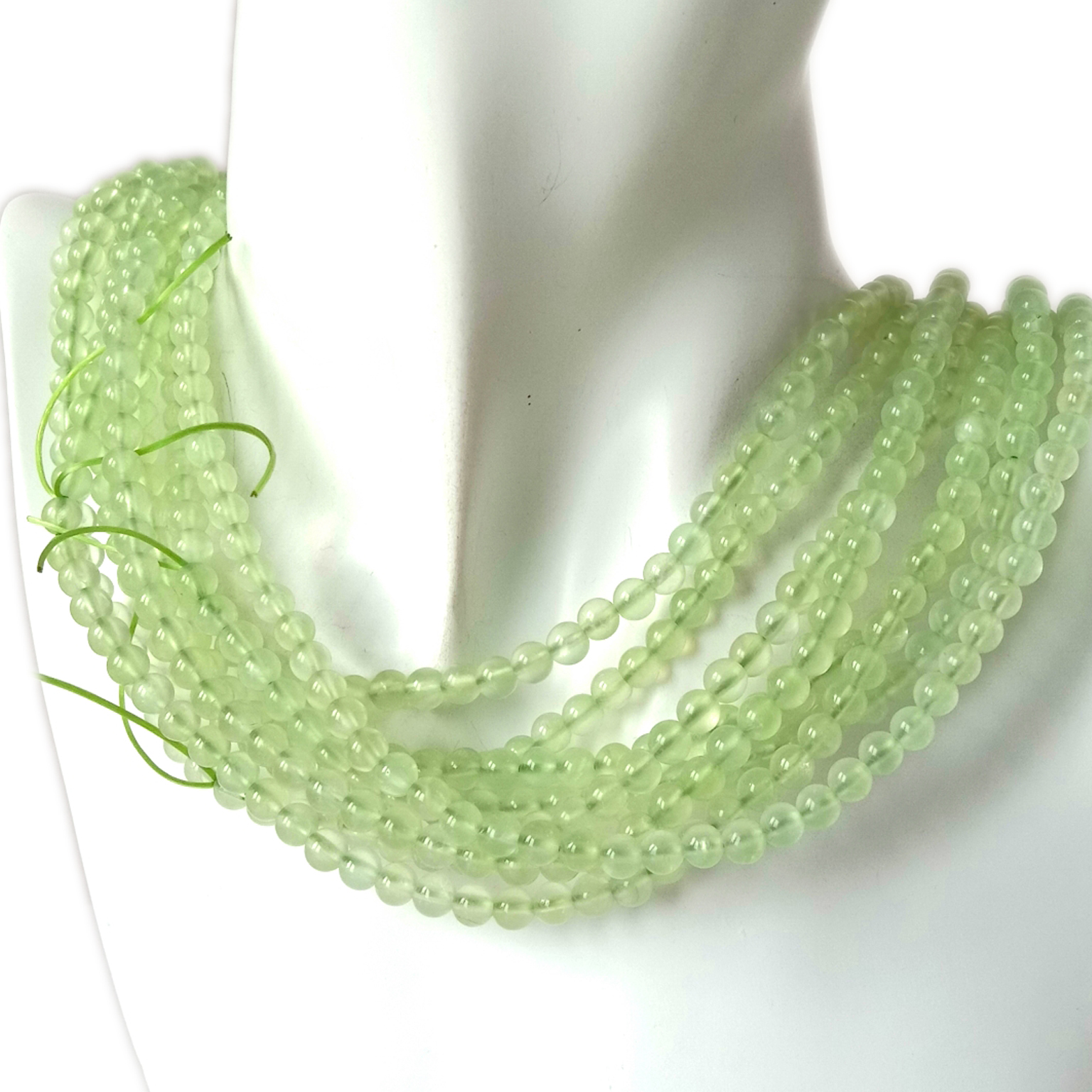 Prehnite Gemstone Light Green Micro Faceted Round Grade Beads 16inch BULK Lot 8