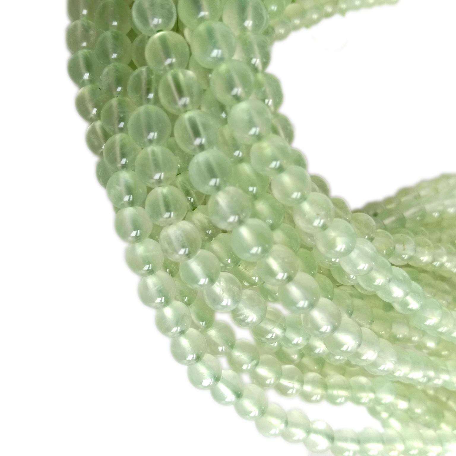 Prehnite Gemstone Light Green Micro Faceted Round Grade Beads 16inch BULK Lot 12