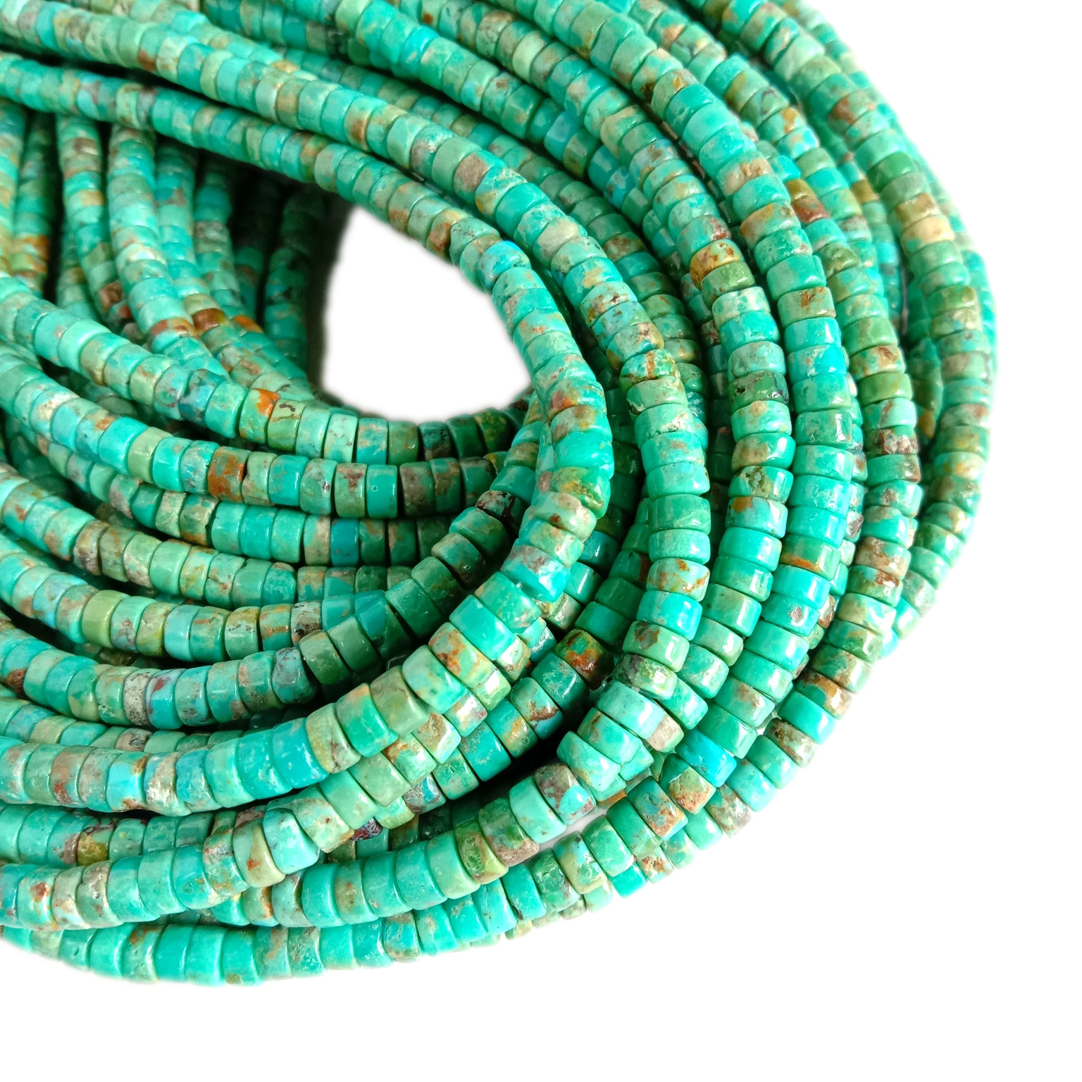 100% Genuine Turquoise Heishi Beads 4mm Strand 16 Lifaha tsa Afghani 10
