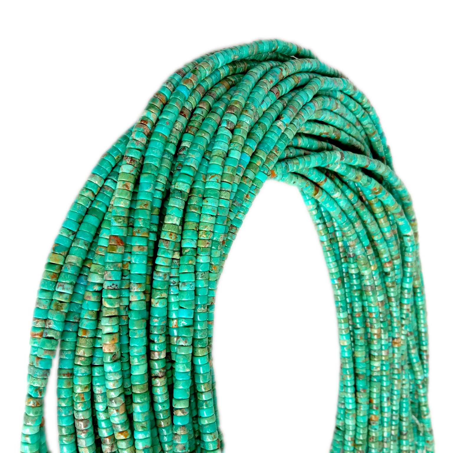 100% Genuine Turquoise Heishi Beads 4mm Strand 16 Lifaha tsa Afghani 11