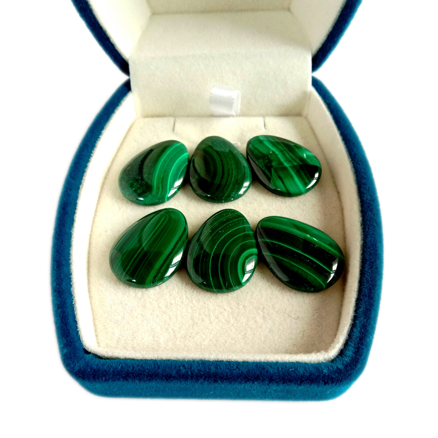 Malachite Alami Batu Permata Longgar Malachite Cabochon Bentuk Pir Membuat Perhiasan Taksi 8