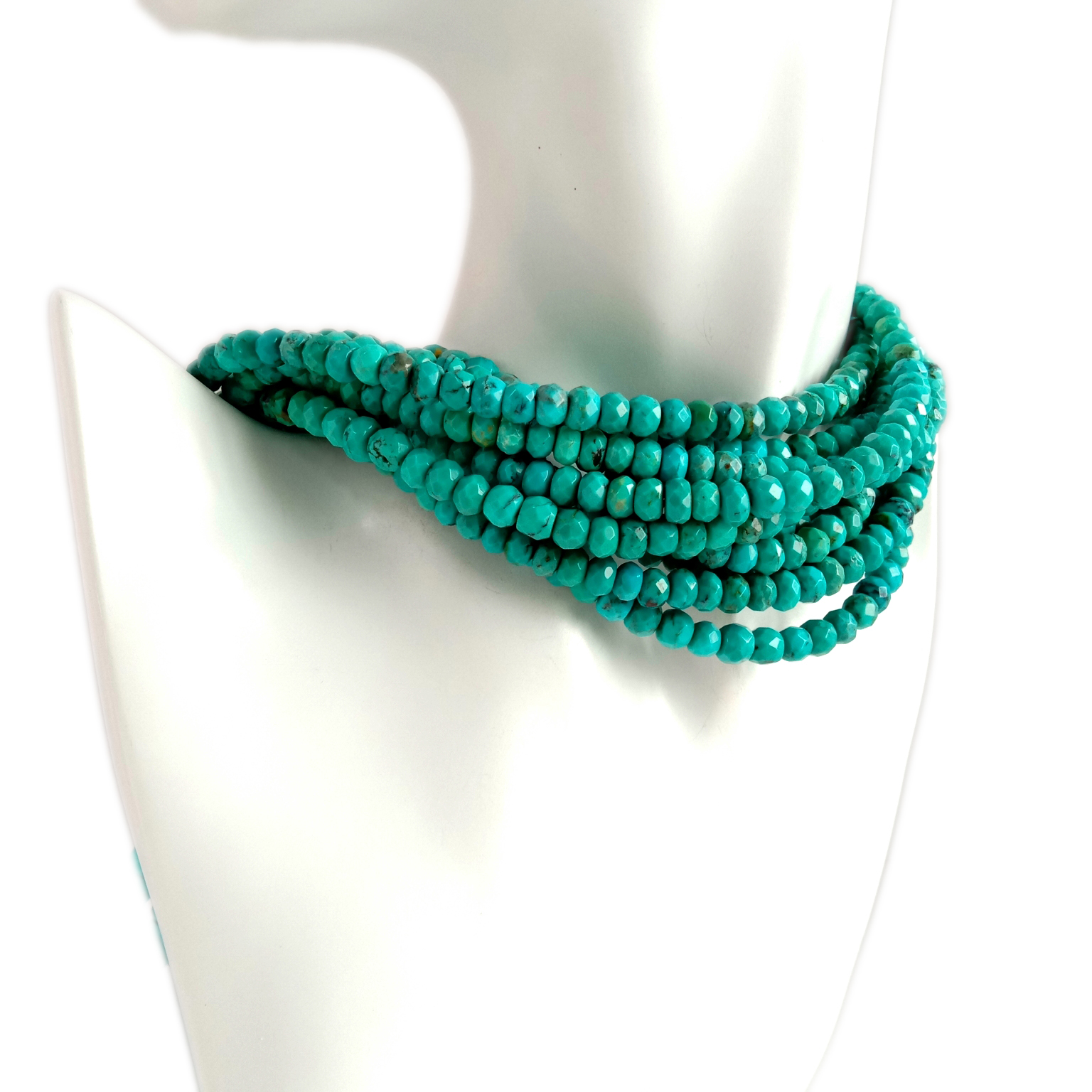 6mm Ubuhlalu be-Turquoise be-Rondelle bemvelo obubhekene nobuhlalu obuxekethile 10