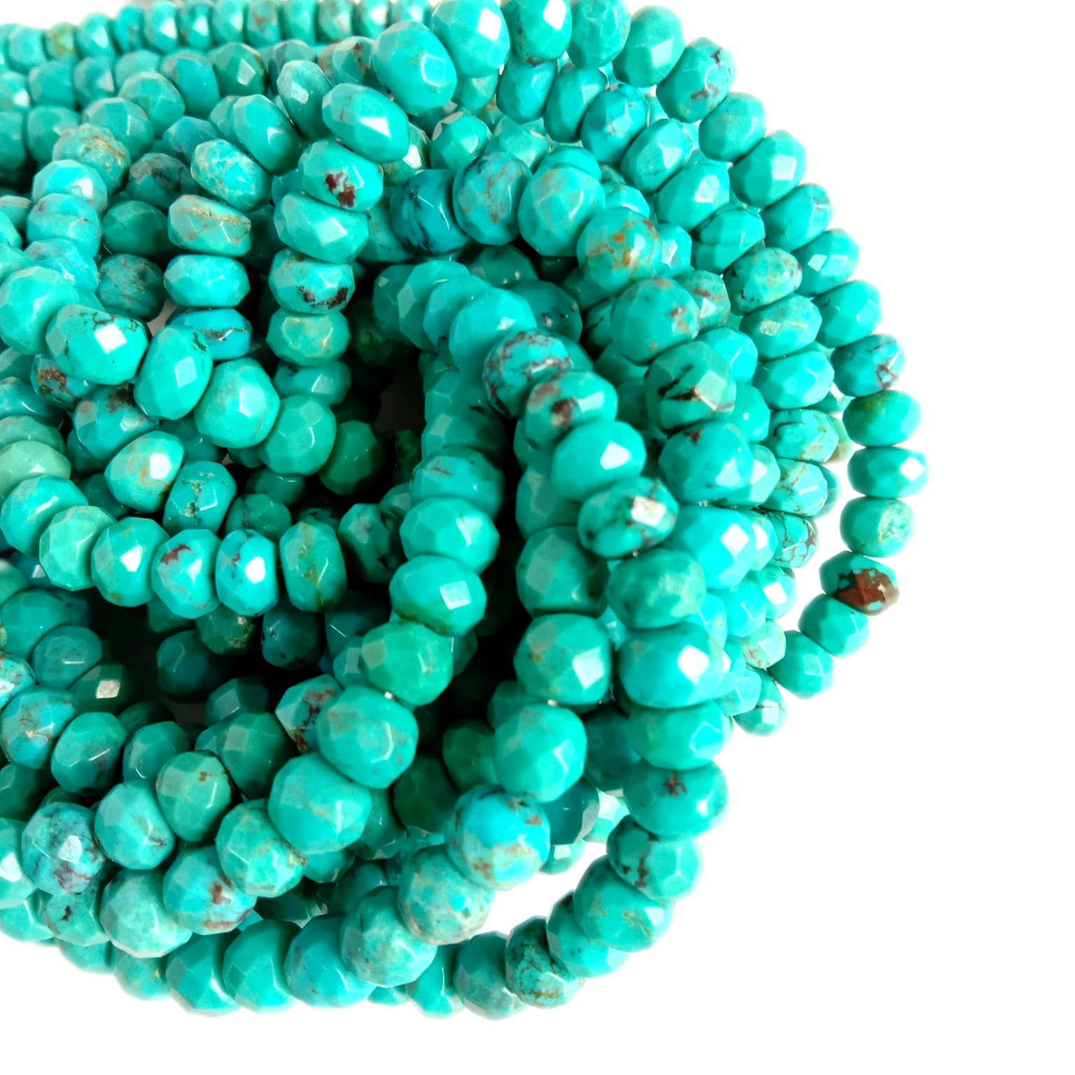 6mm Ubuhlalu be-Turquoise be-Rondelle bemvelo obubhekene nobuhlalu obuxekethile 12