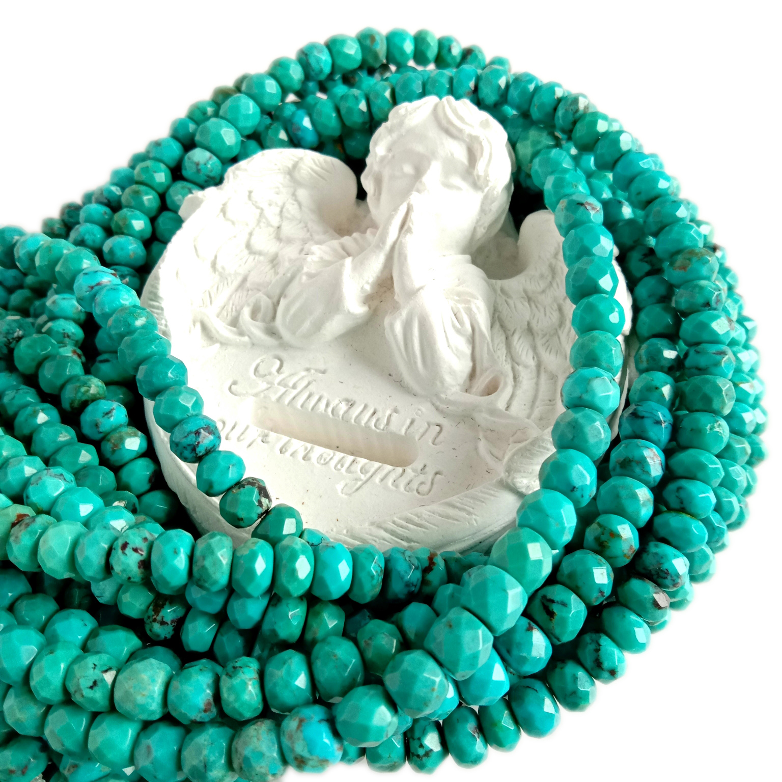 6mm Ubuhlalu be-Turquoise be-Rondelle bemvelo obubhekene nobuhlalu obuxekethile 8