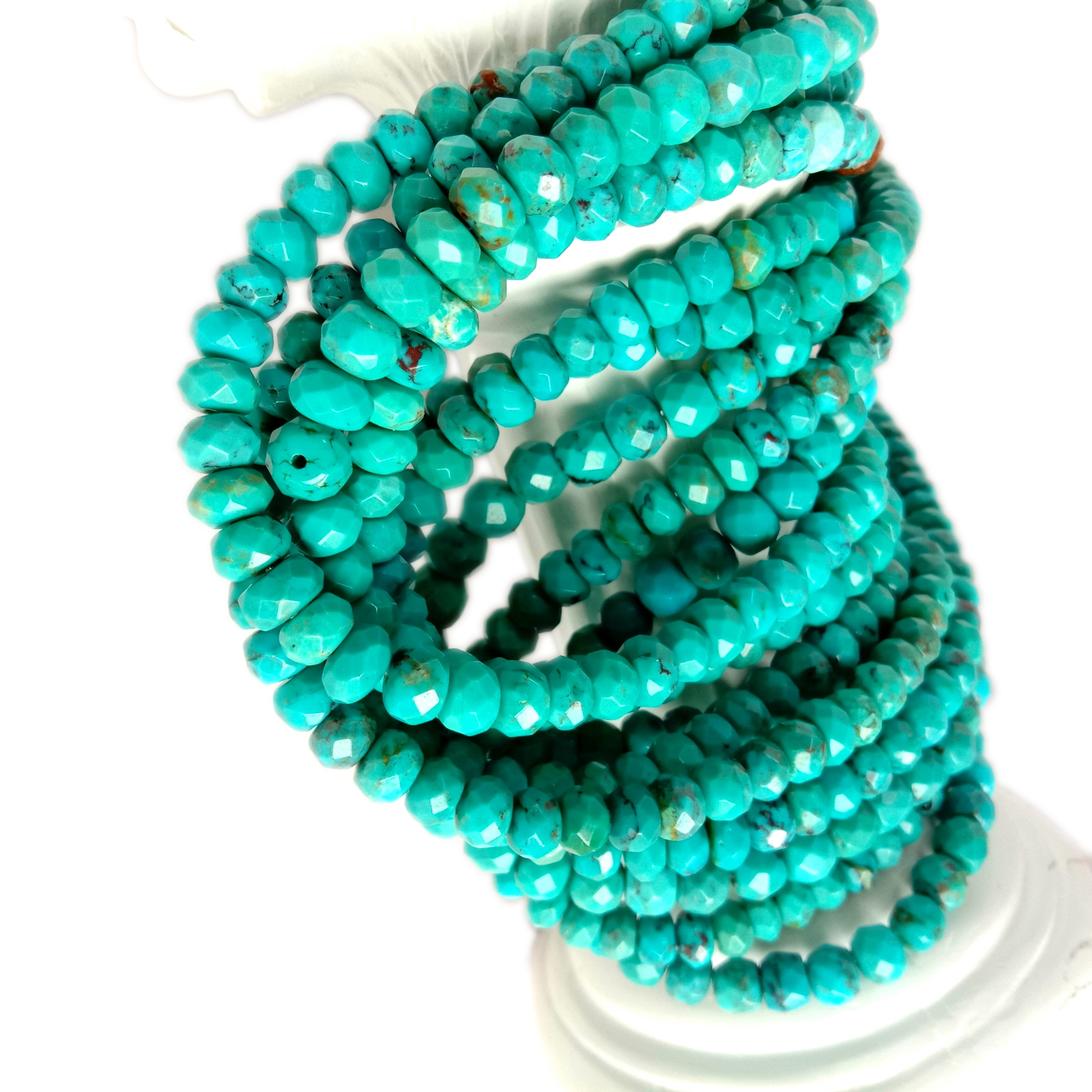 6mm Ubuhlalu be-Turquoise be-Rondelle bemvelo obubhekene nobuhlalu obuxekethile 11