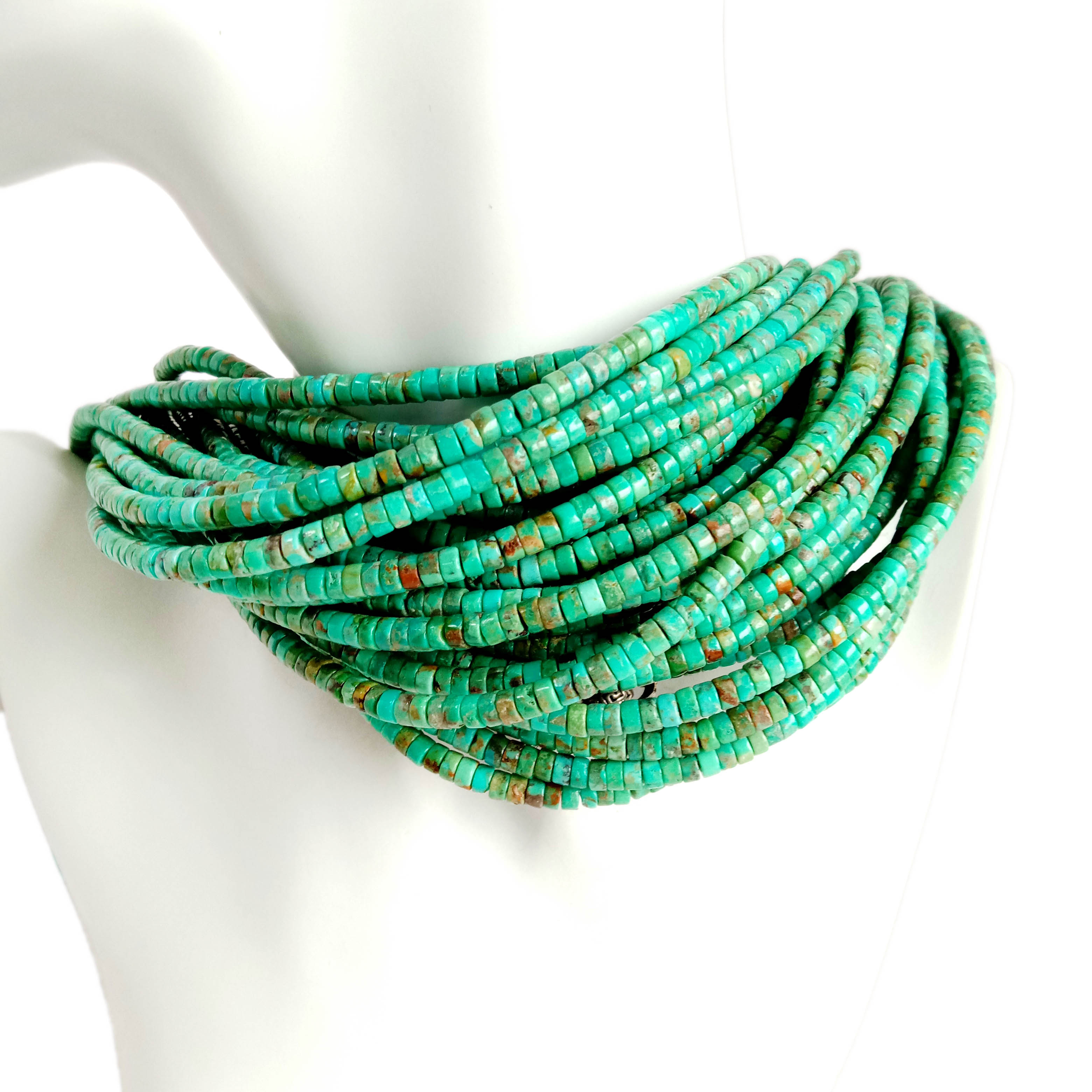 Natural 4mm turquoise heishi gem beads 8