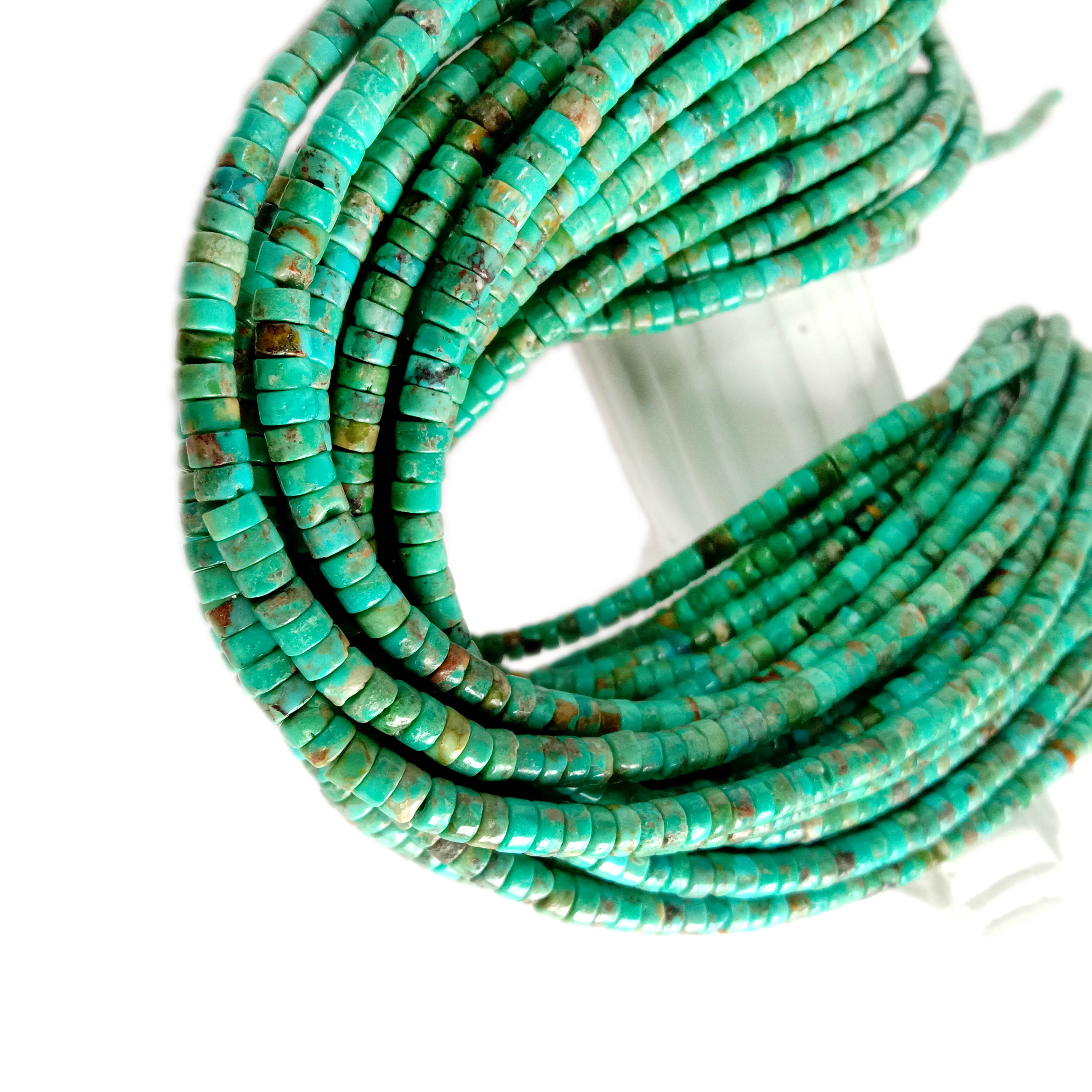 Natural 4mm turquoise heishi gem beads 11