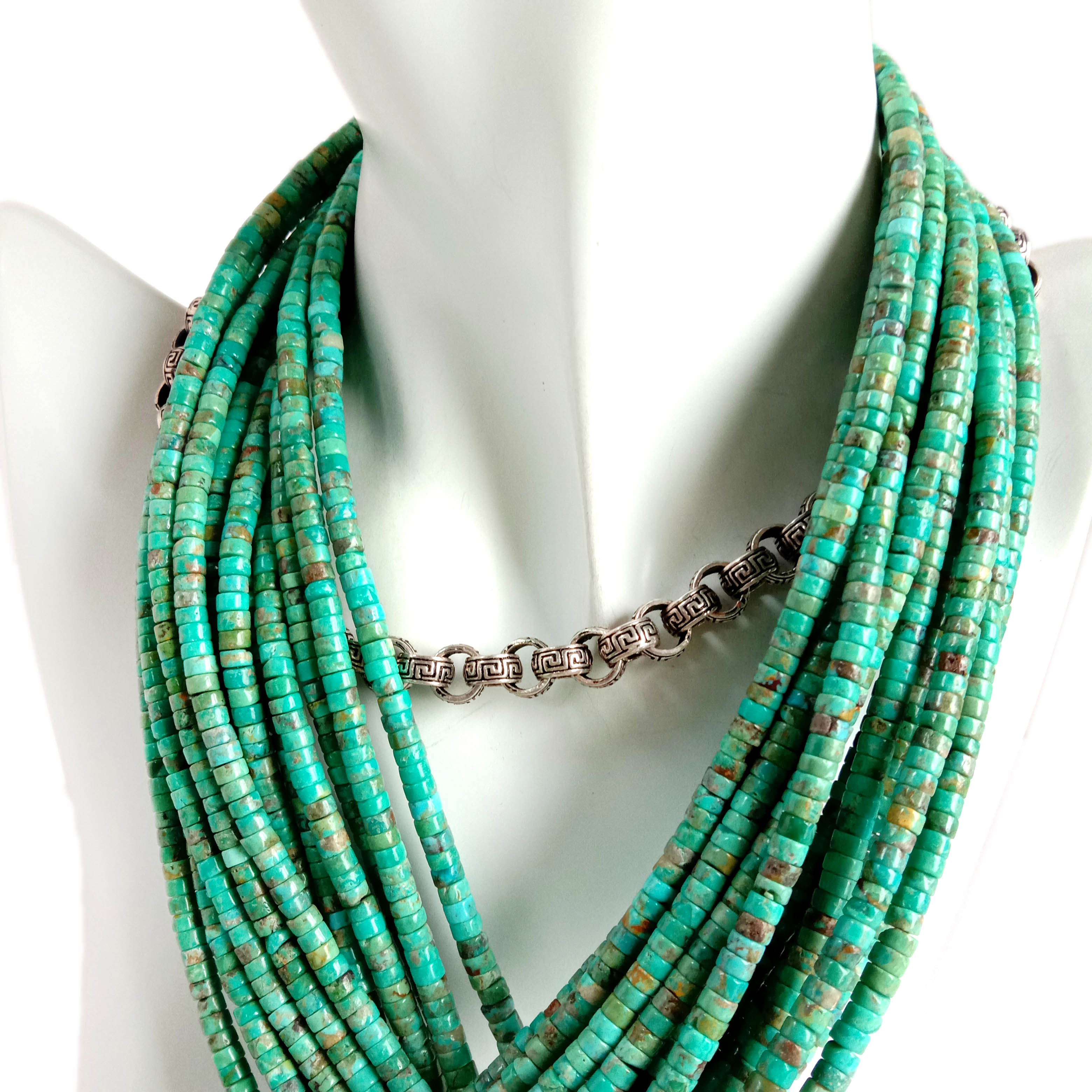 Natural 4mm turquoise heishi gem beads 10