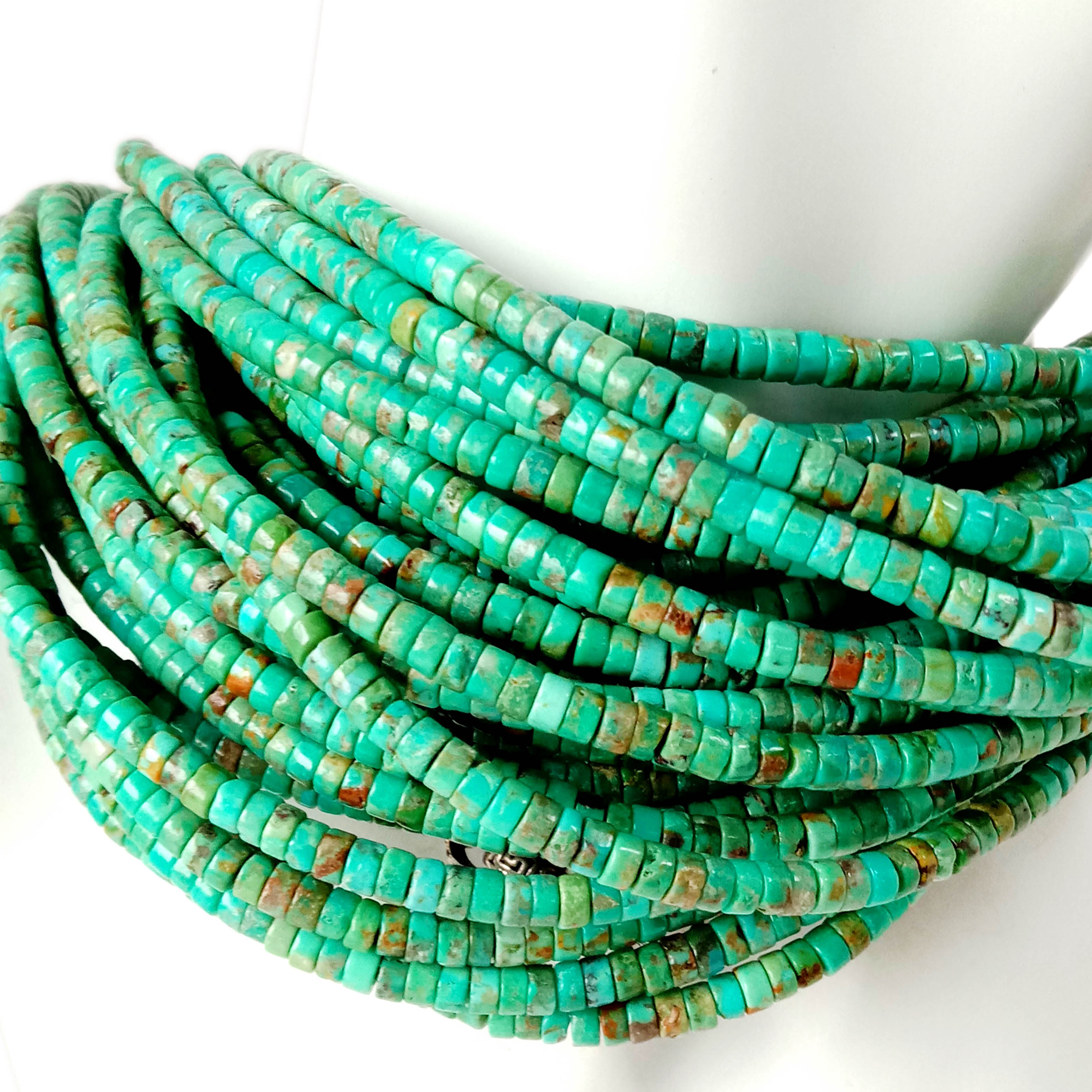 Natural 4mm turquoise heishi gem beads 9