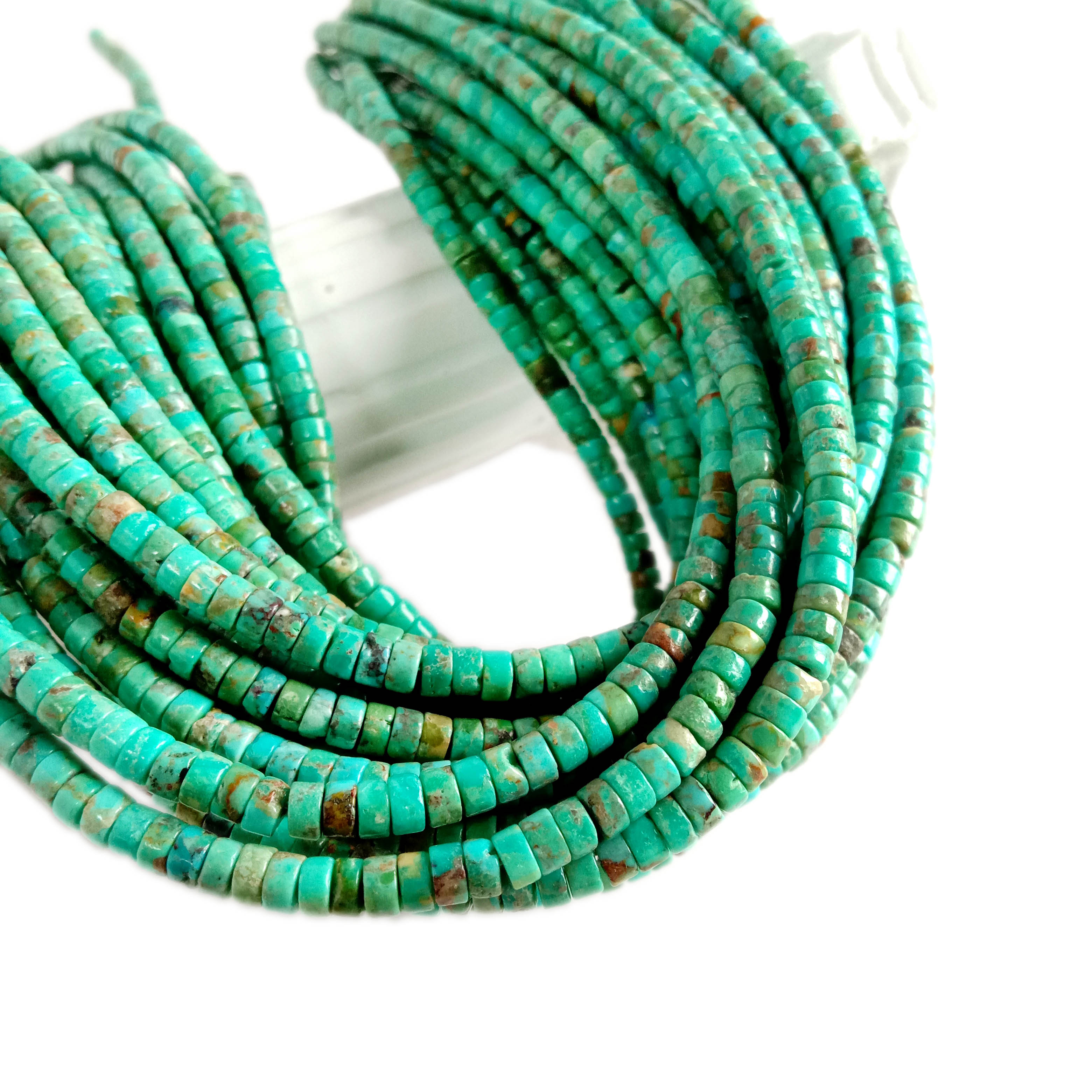 Natural 4mm turquoise heishi gem beads 12