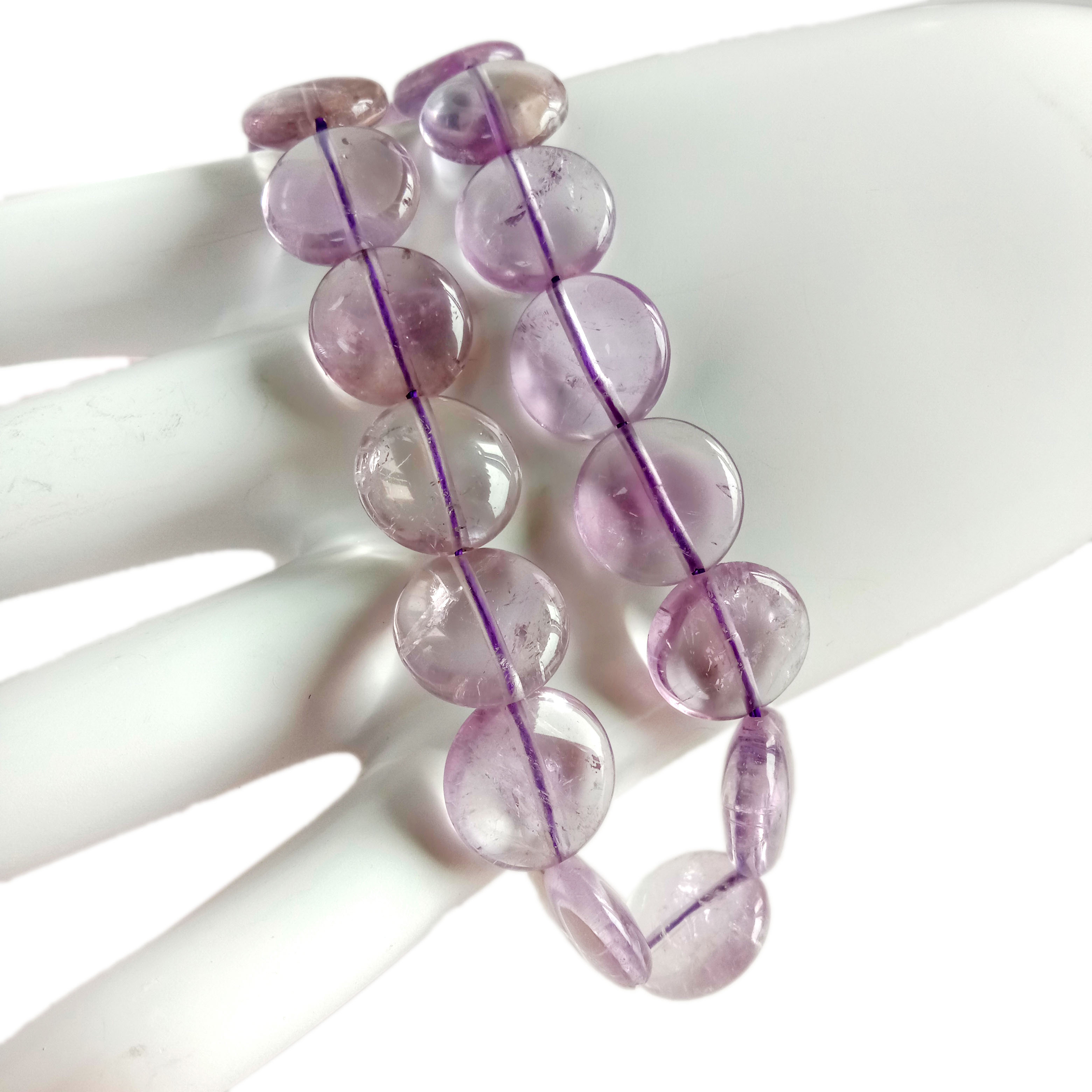 16 Inches Smooth Amethyst Beads Natural Gemstone Amethyst Beads Size 13mm Top Quality 11