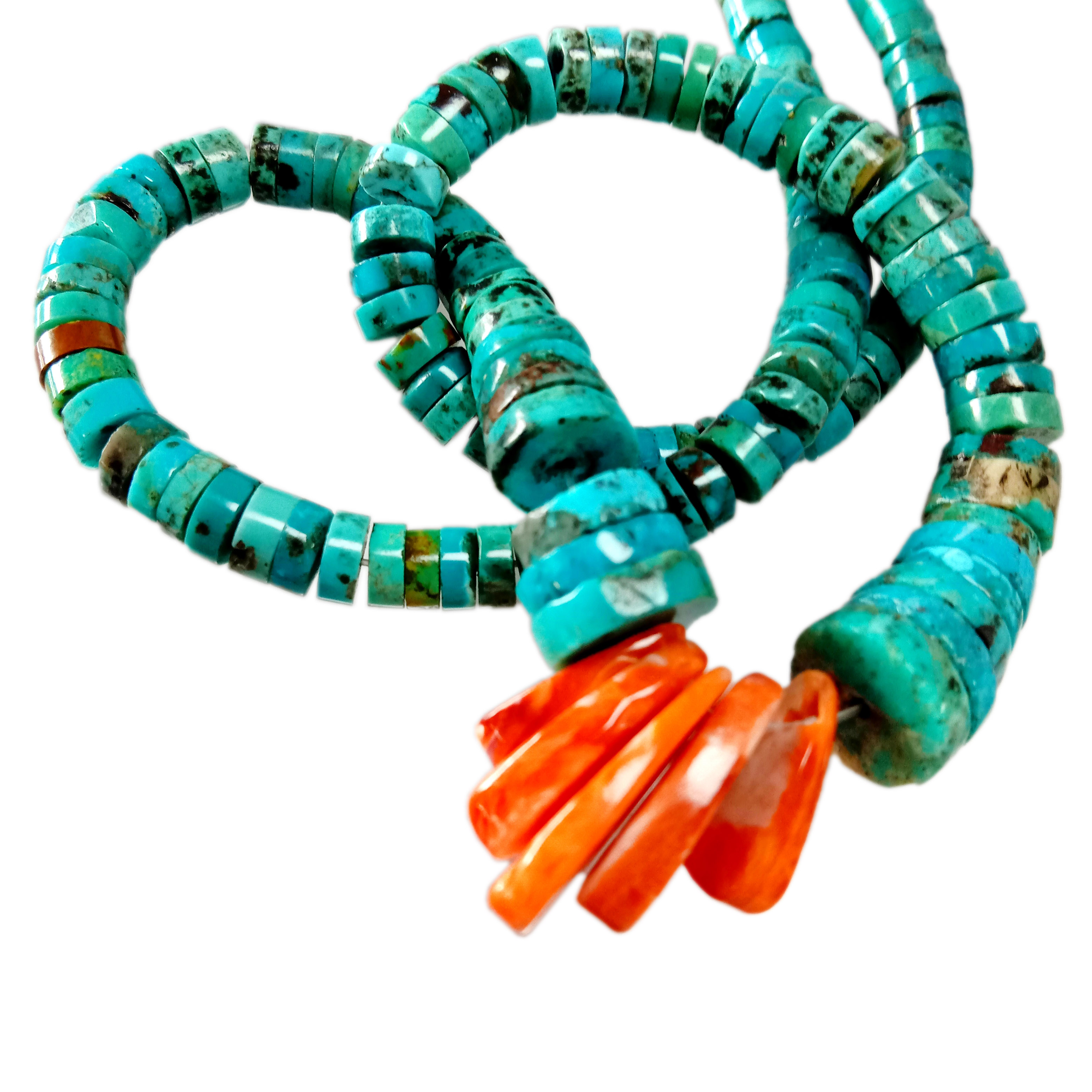 Wholesale Turquoise Heishi Wheel Slice Beads and spiny 16inch For Jewelry Necklace 10