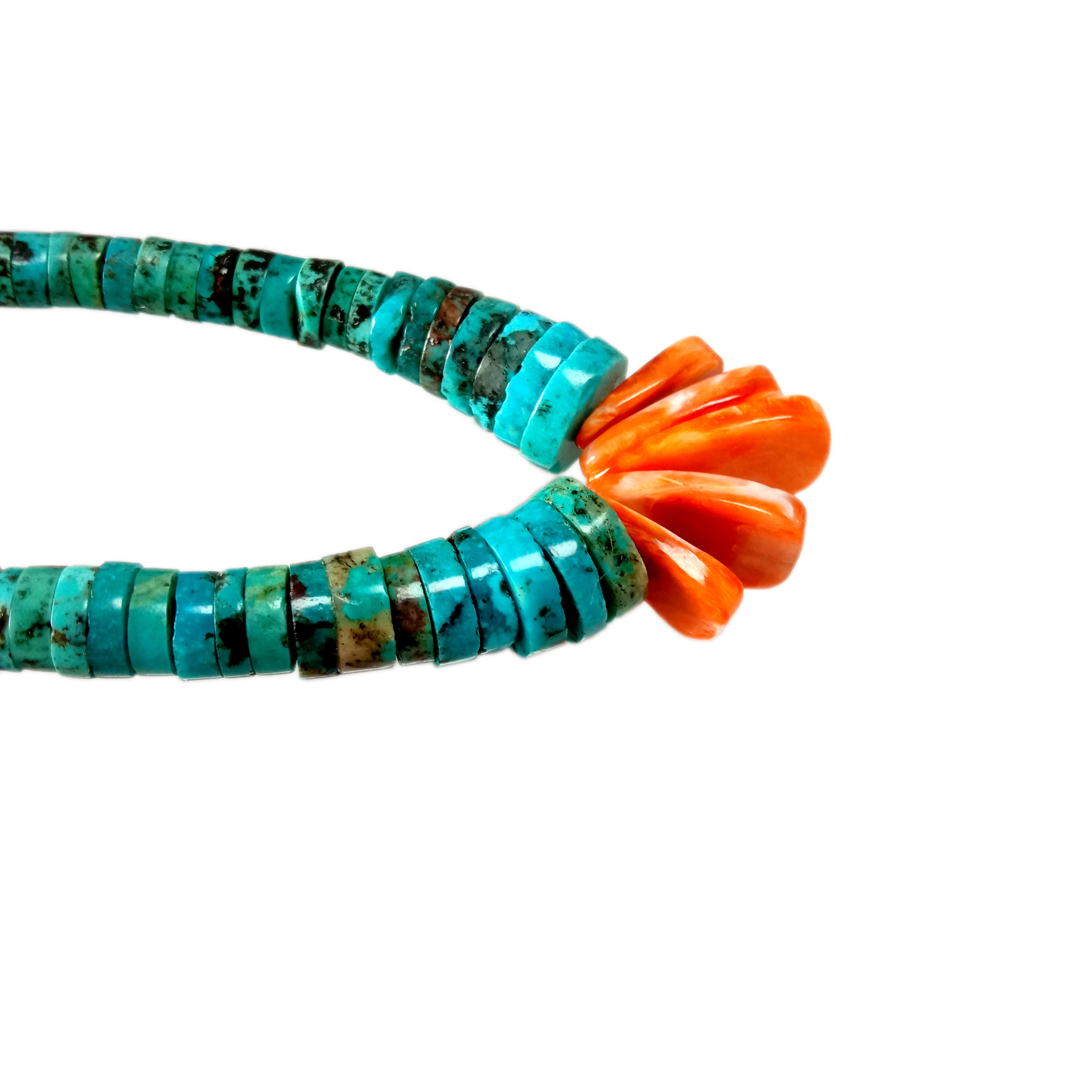 Wholesale Turquoise Heishi Wheel Slice Beads and spiny 16inch For Jewelry Necklace 12