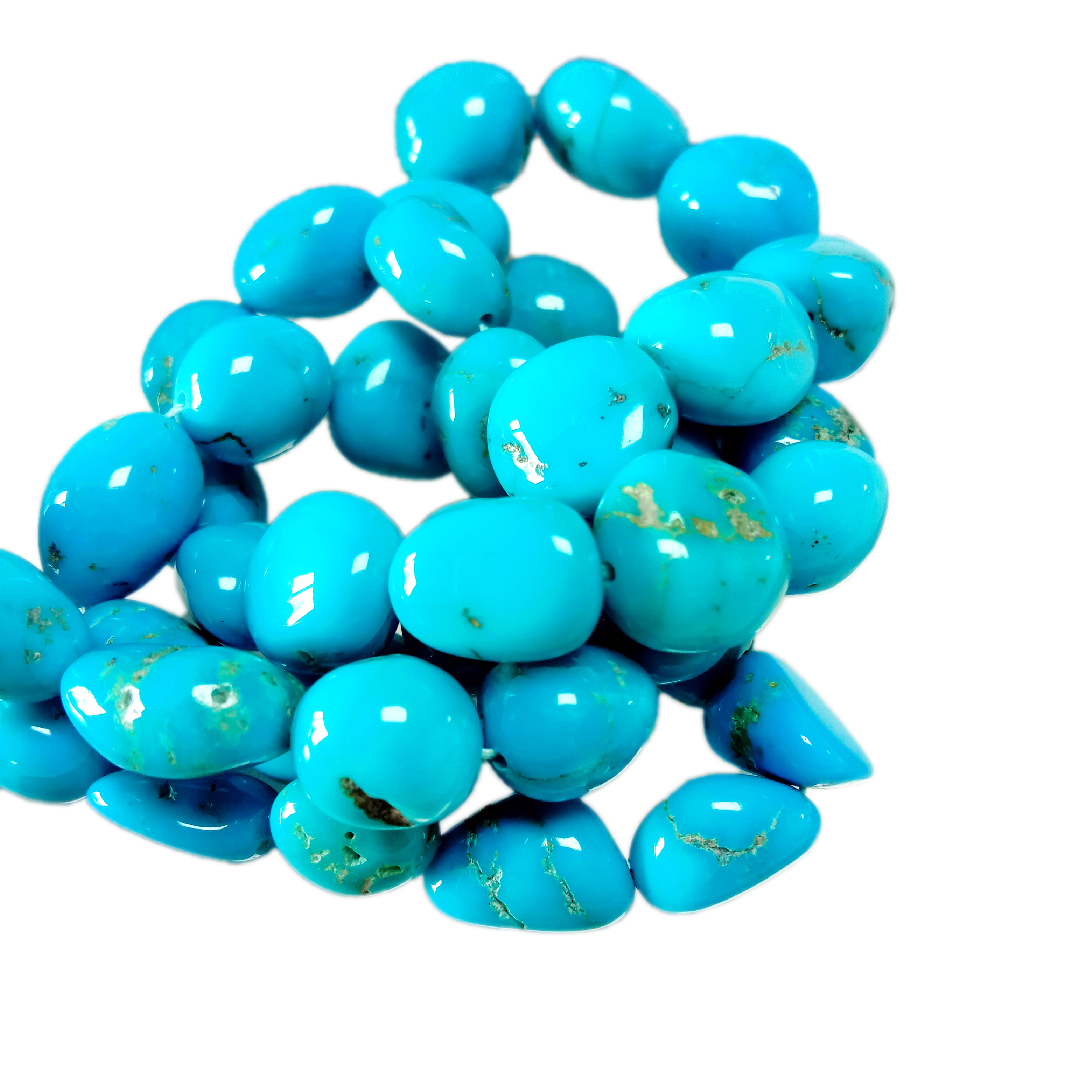 ბუნებრივი ფირუზის მძივები ნამდვილი ფირუზისფერი გლუვი უხეში რონდელი 10