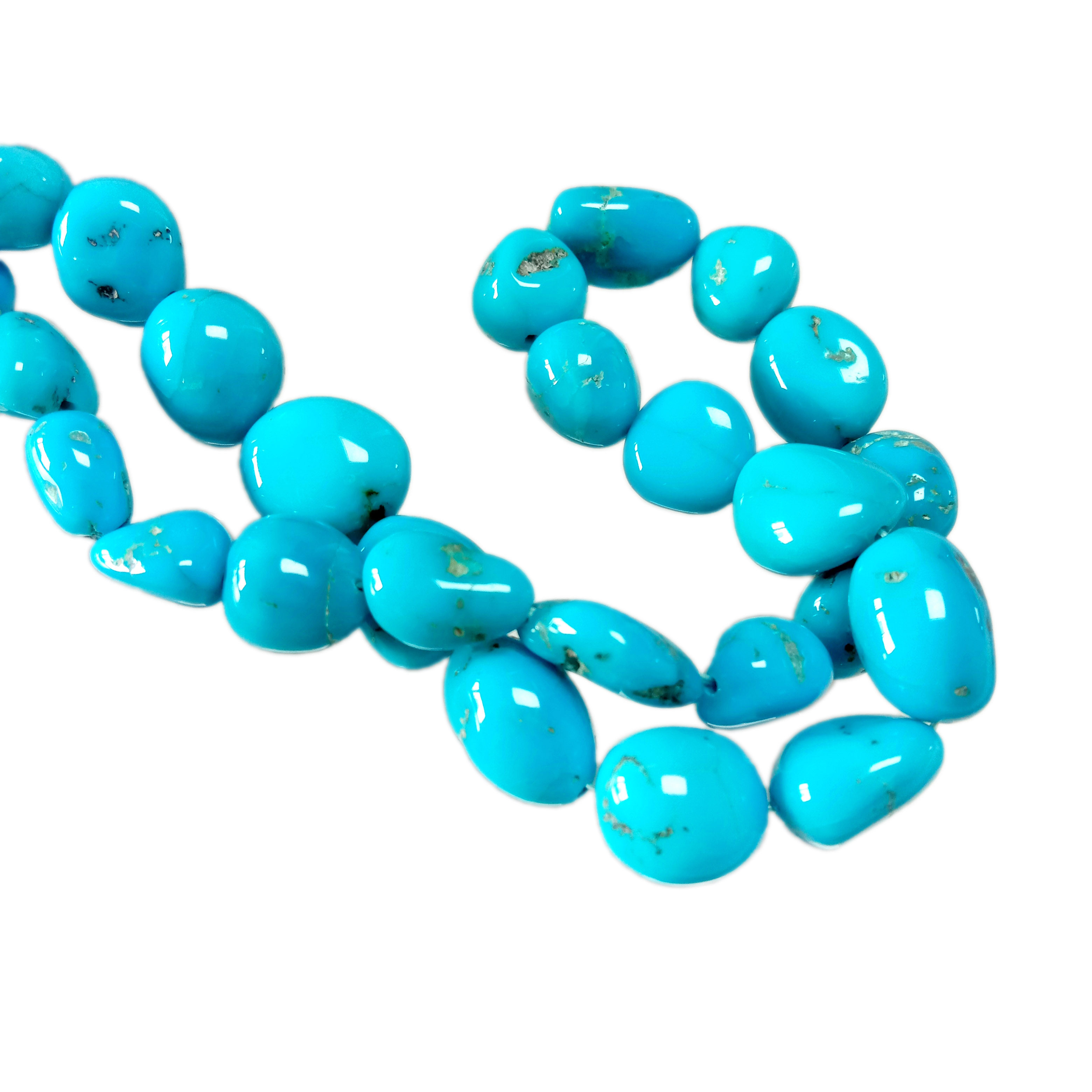 ბუნებრივი ფირუზის მძივები ნამდვილი ფირუზისფერი გლუვი უხეში რონდელი 11