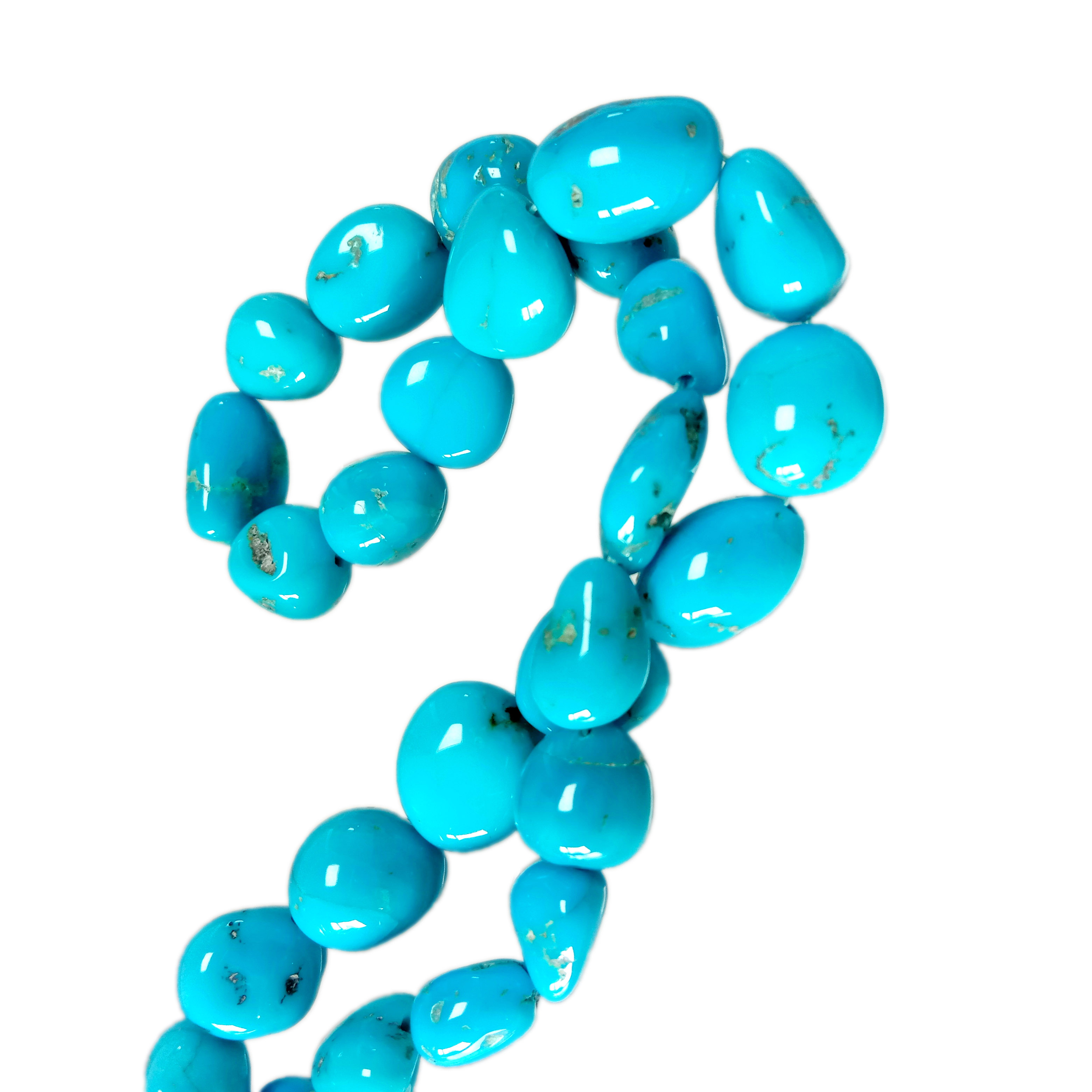 ბუნებრივი ფირუზის მძივები ნამდვილი ფირუზისფერი გლუვი უხეში რონდელი 12