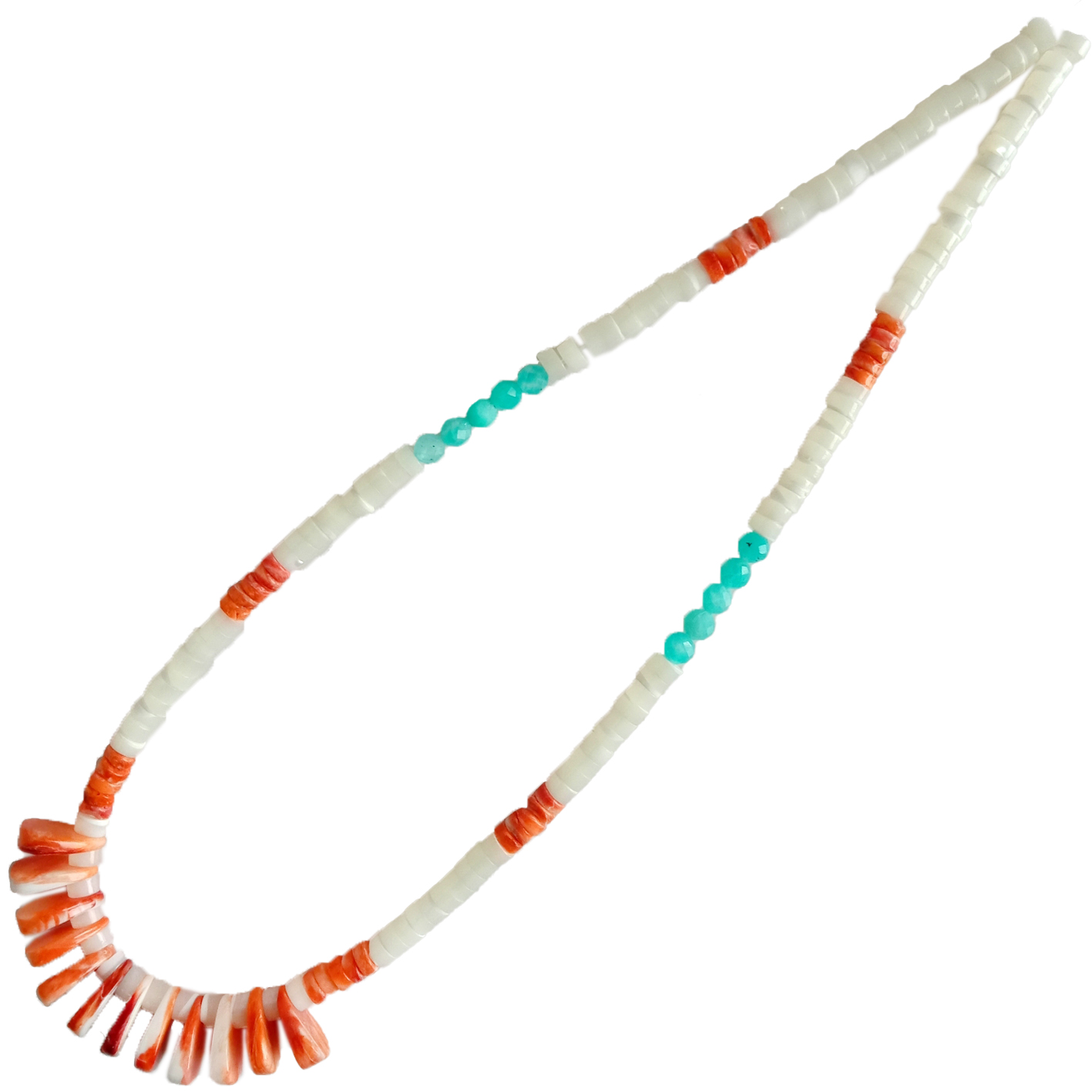 ئاق خېيشى نەيچىسى مونچاق ۋە كۆك ئامازونېت بىلەن Spiny Oyster ئاسما زەنجىر Vintage يەرلىك مونچاق مونچاق ئۇزۇن 16 ئىنچىكە 20230823-03-08 12