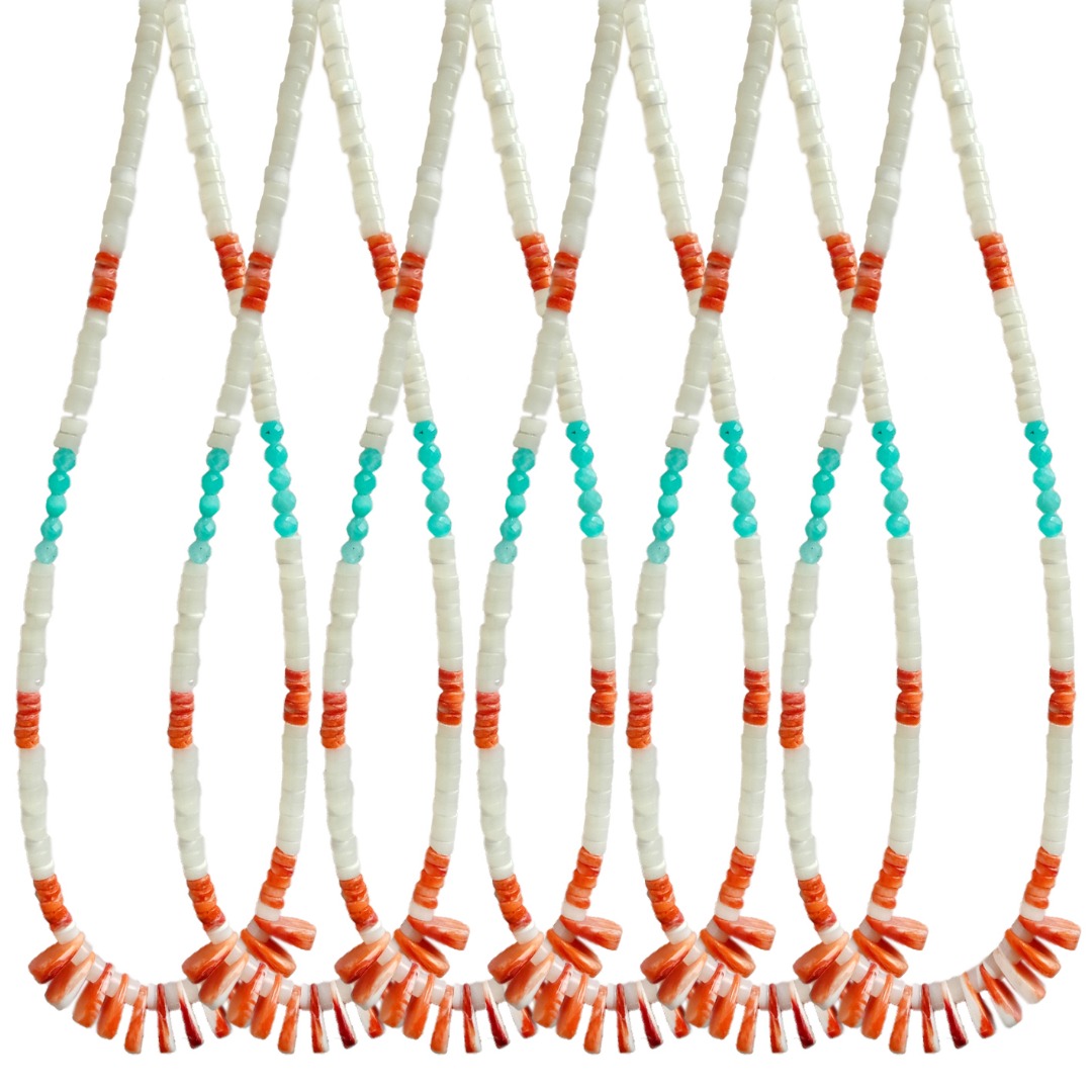 ئاق خېيشى نەيچىسى مونچاق ۋە كۆك ئامازونېت بىلەن Spiny Oyster ئاسما زەنجىر Vintage يەرلىك مونچاق مونچاق ئۇزۇن 16 ئىنچىكە 20230823-03-08 11