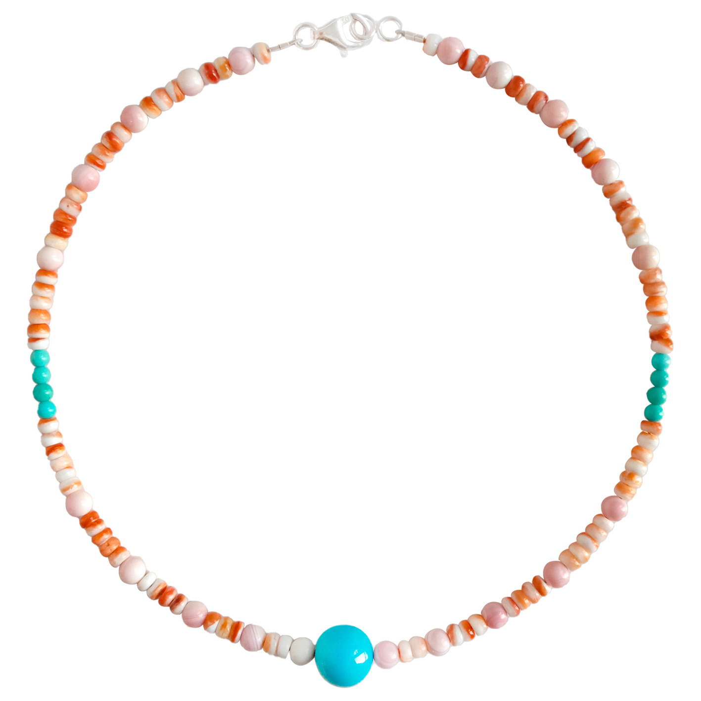 Turquoise nádúrtha agus sliogán bándearg le oisrí spíonacha oráiste Seodra Il Cloch Feirbthe Bronntanais Uathúla do Mhná 20231101-05-08 13