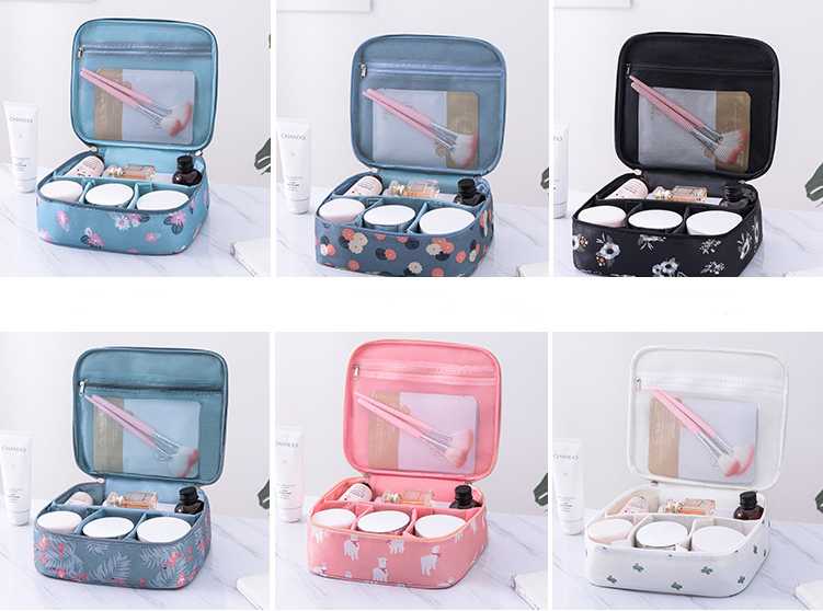 Estuche de almacenamiento de viaje con bolsa de maquillaje con compartimento portátil impermeable 13