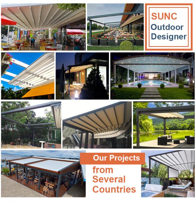 Waterproof PVC Retractable Patio Awning With Led Lights Gazebo 5