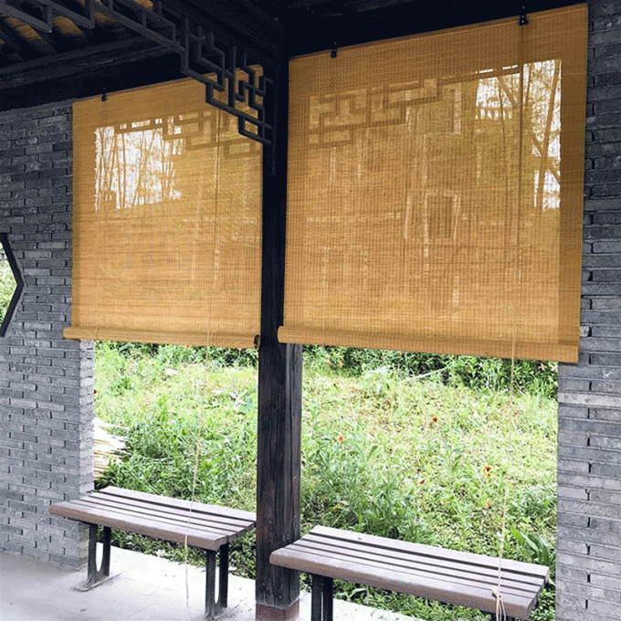 2.4 Meters Max Width Bamboo Sun Shade Roller Blinds 0