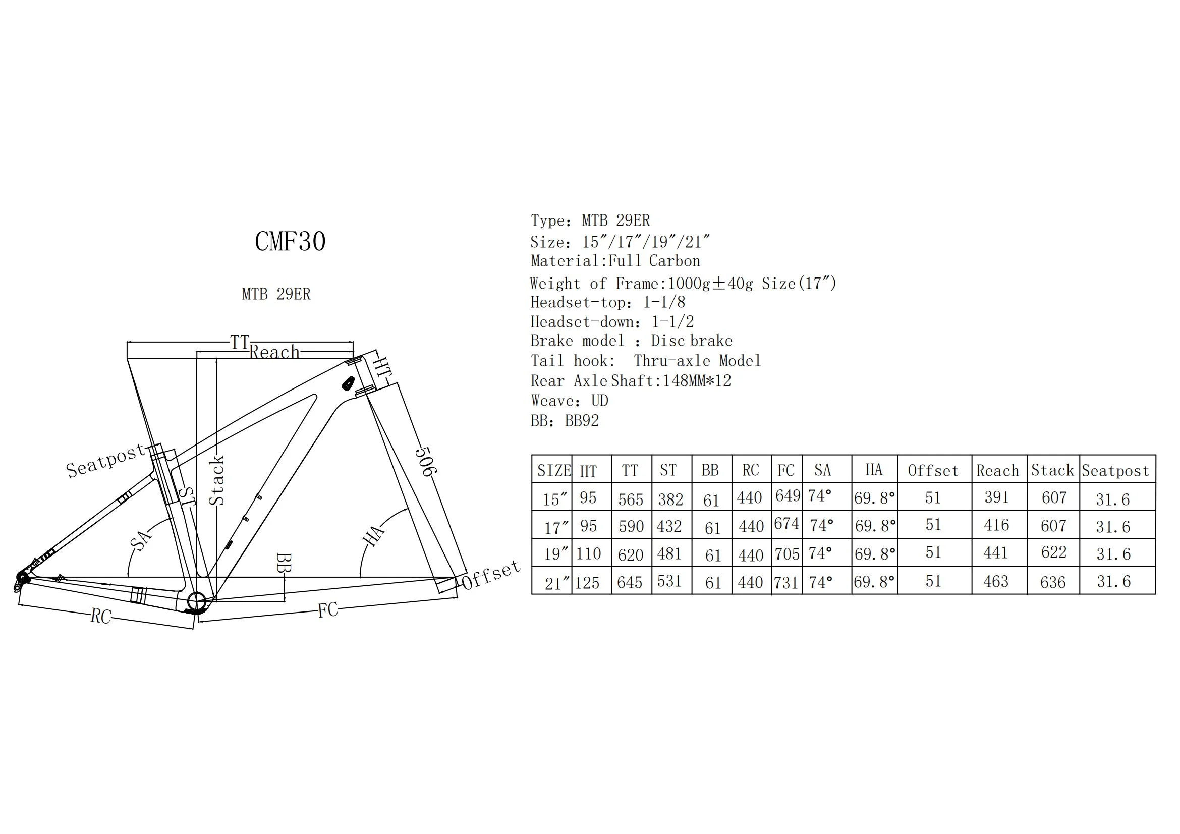 Custom Carbon Fiber Frame Matte Mountain Bike Internal Cable Mtb Bicycle Frame Quick Releases Rear Hanger 9