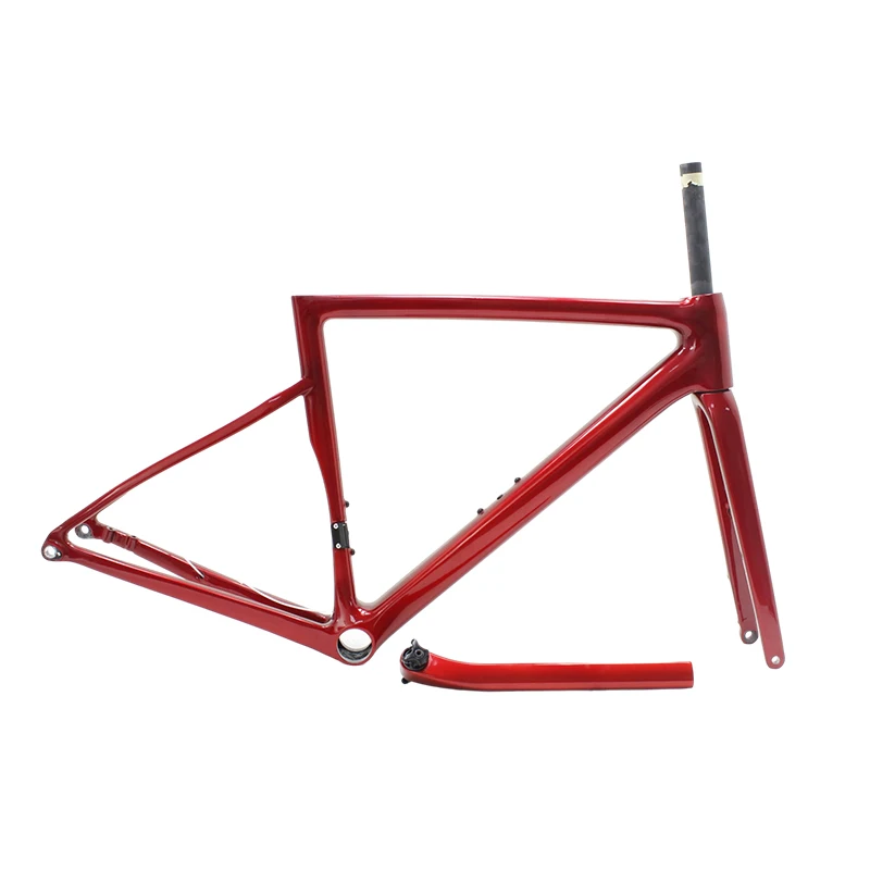 Quadro de bicicleta de estrada ultraleve em fibra de carbono CRF45 700C | Design aerodinâmico de nível competitivo personalizado OEM, modelo vermelho brilhante 30