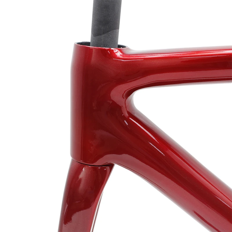 Quadro de bicicleta de estrada ultraleve em fibra de carbono CRF45 700C | Design aerodinâmico de nível competitivo personalizado OEM, modelo vermelho brilhante 32