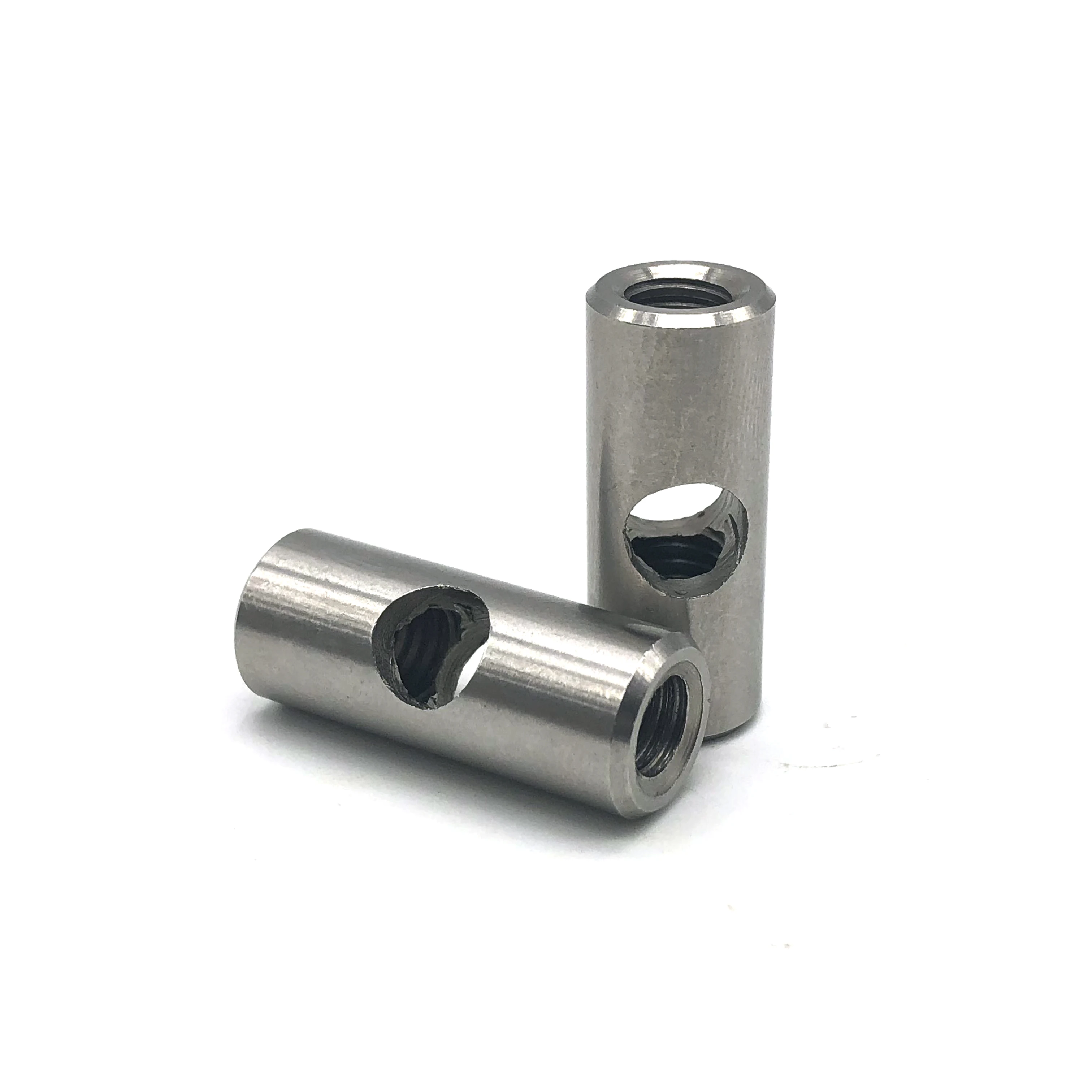Porca cilíndrica de aço inoxidável personalizada, porca de rosca galvanizada 8