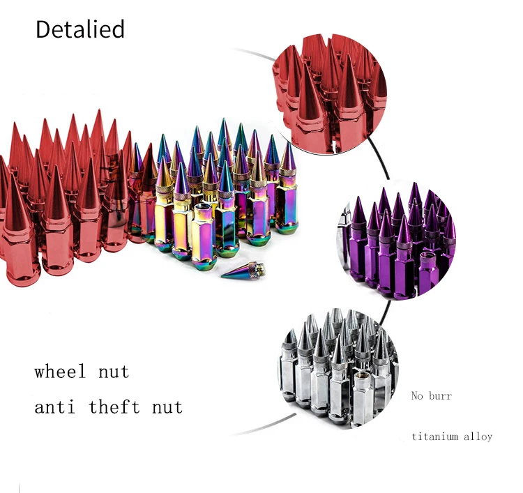 Китай оптовые пользовательские цветные противоугонные гайки с ЧПУ авто металлические стальные колеса противоугонные гайки 4