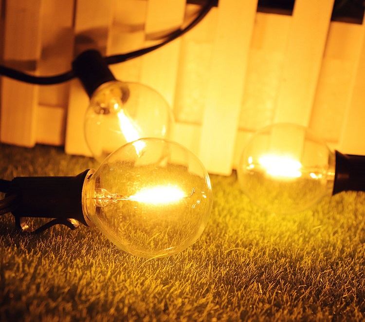 Filament solar de vânzare fierbinte G40 festooning Lumină alb cald LED Ghirlandă lumini de Crăciun IP65 șir de iluminat de sărbători 16