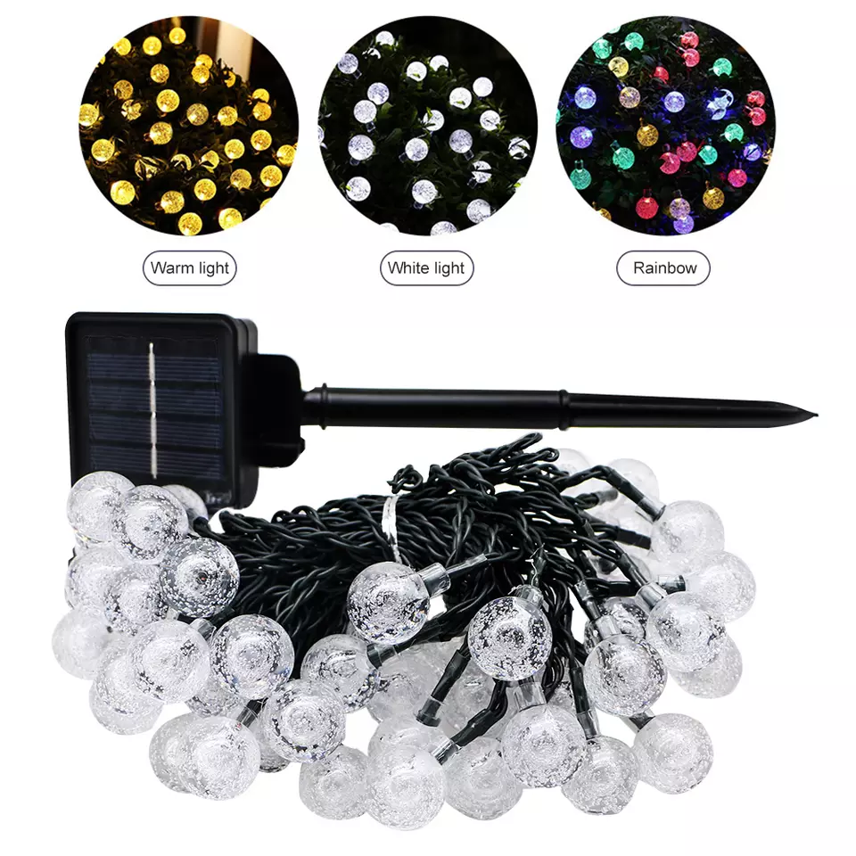 Lucrări solare cu design nou, în aer liber, led, cu bule de zâne, lampă de cristal, decorațiuni de Crăciun, petrecere festivă cu led 4