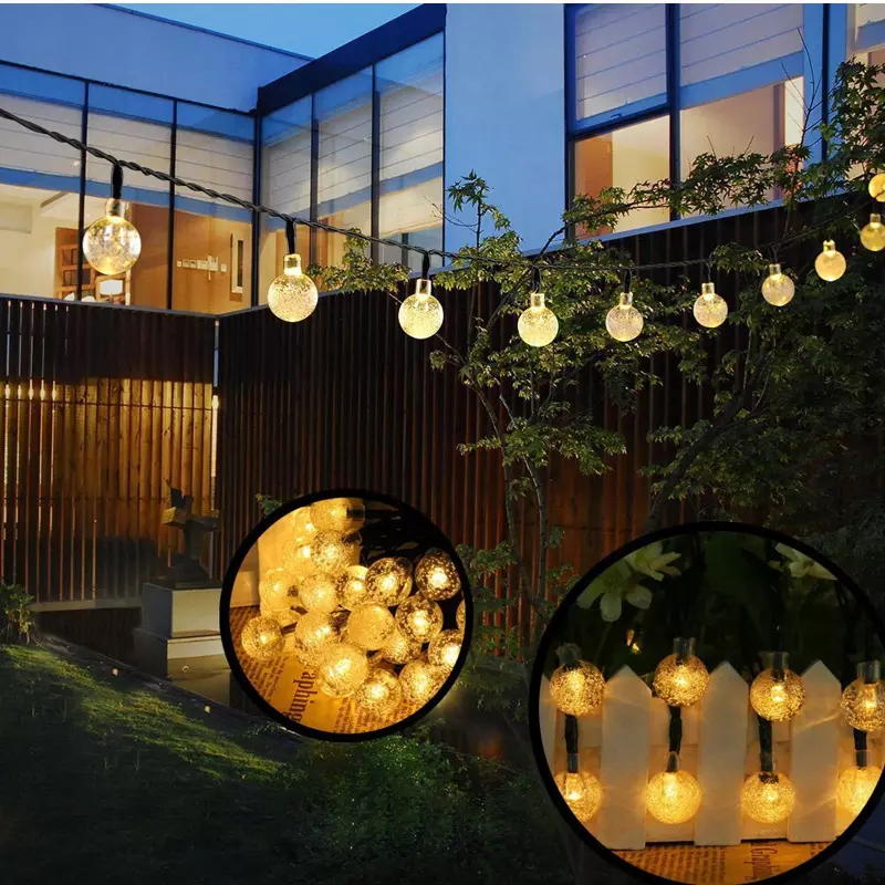 Lucrări solare cu design nou, în aer liber, led, cu bule de zâne, lampă de cristal, decorațiuni de Crăciun, petrecere festivă cu led 5
