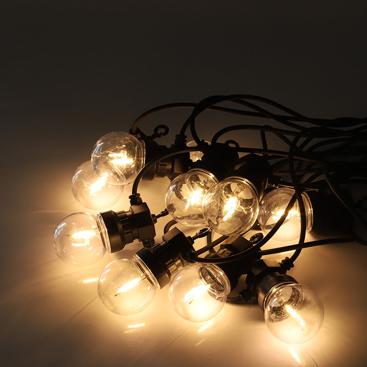 IP44 weatherproof LED string light Outdoor 5m 10m LED G50 filament bulb string light warm white christmas lights 7