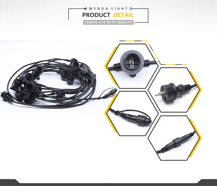 E27 led belt string light round cable patio commercial festoon lights 100m led lamp string 220V-240V11 2