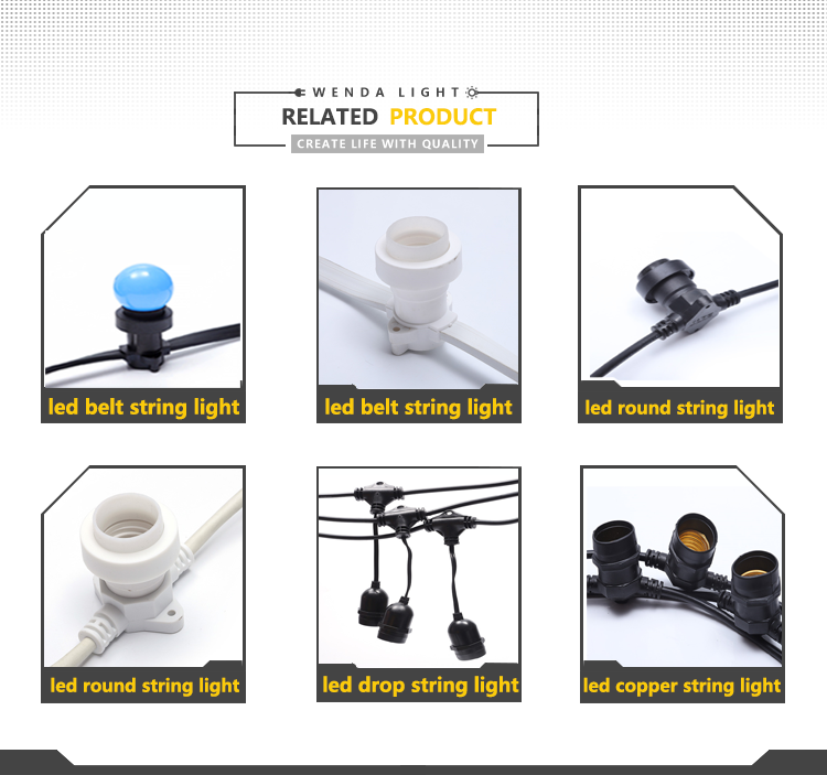 E27 Lampu Sabuk Festoon yang Dapat Dihubungkan Kabel Putih Bulat Led untuk Memperhiasi Penyiangan Luar Ruangan | Wenda Deco 10