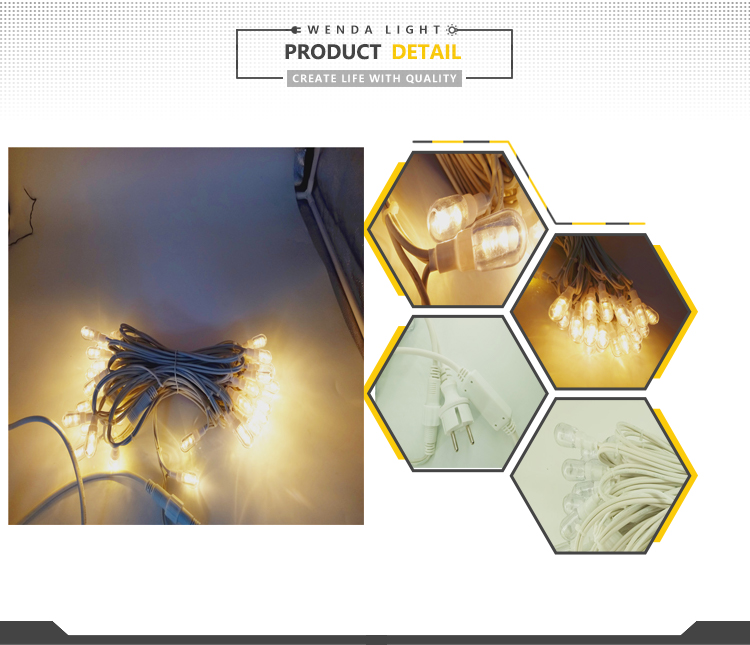 Calitate wam alb exterior impermeabil cablu de cauciuc conectabil LED șir de lumină pentru Crăciun Producător | Wenda Deco 13