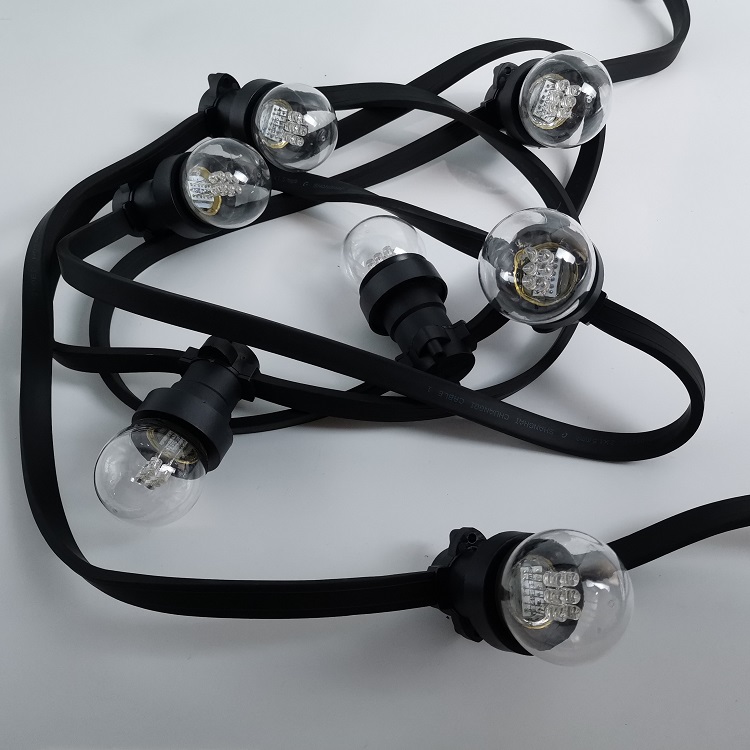 Calitate IP65 E27 B22 priză cablu plat impermeabil șir lumini de exterior iluminat feston Producător | Wenda Deco 12