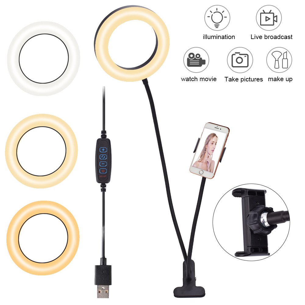 Luz de preenchimento ao vivo para mesa de trabalho 9W 5V 64LED 2835 Grânulos de lâmpada Luz branca Conexão USB 21