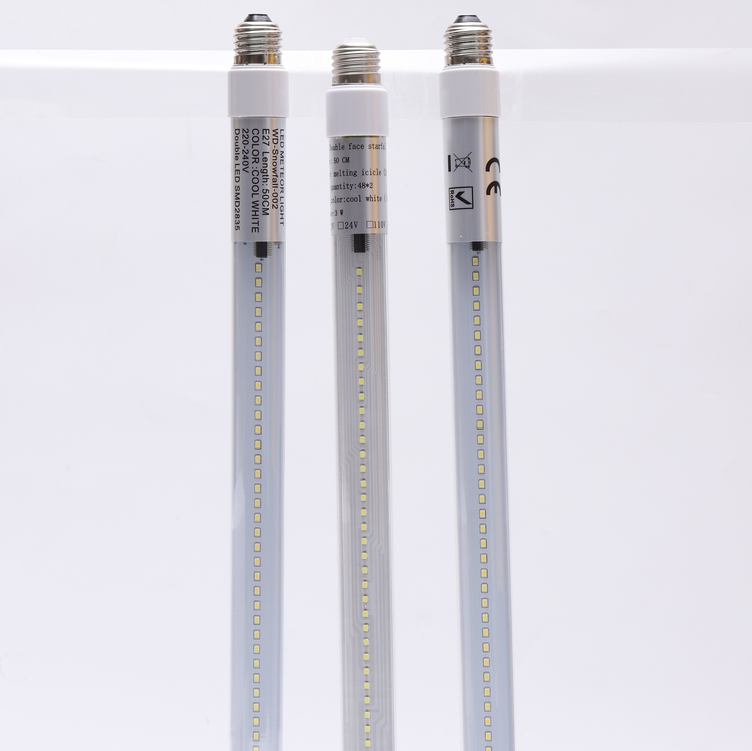 Lampu Tabung Hujan Meteor Led Terbaik Dekorasi Pohon Luar Ruangan 30cm 50cm Lampu Salju Natal IP44 27