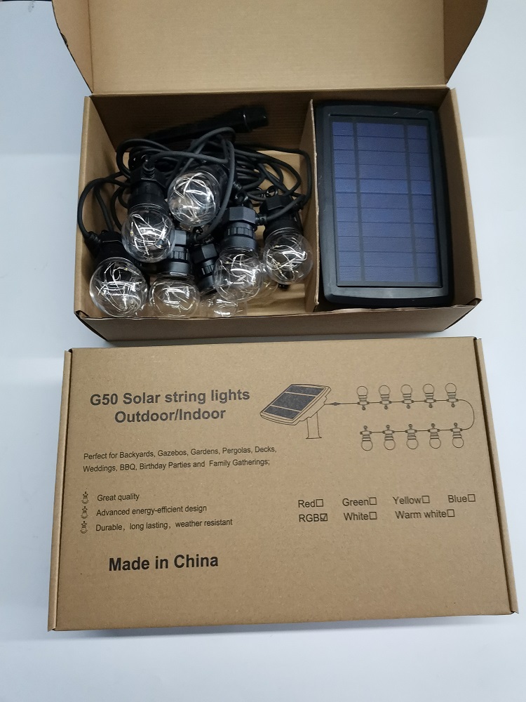 WENDA - Decorație exterioară Grădină Led cu schimbare de culoare A60 A19 Lumini solare pentru camping Iluminare Festoon Sârmă de cauciuc de Crăciun IP44 5m Vânzare caldă Top 10 30