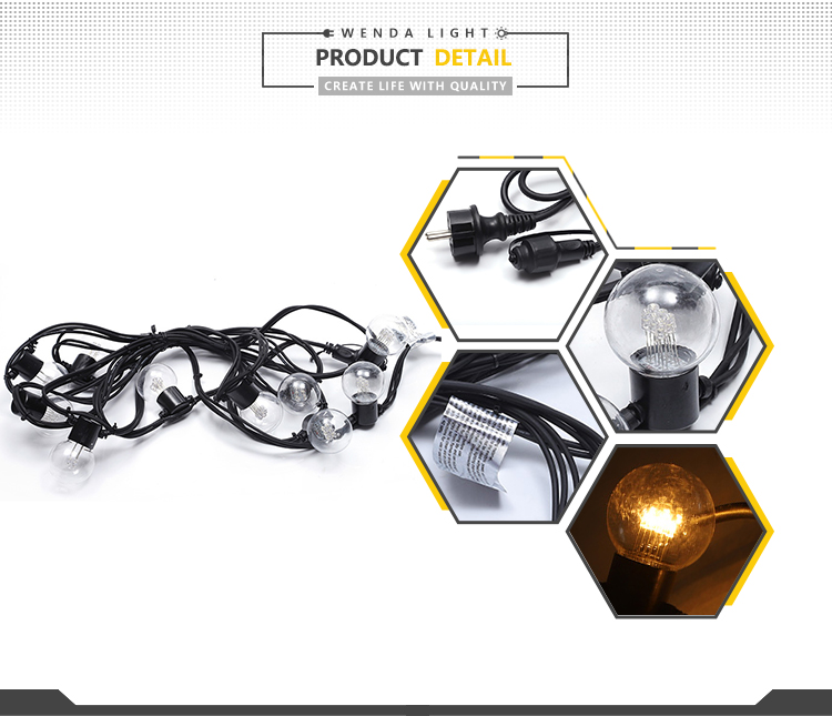 Sambungake Festoon Globe G45 Outdoor String Light Kanggo Pesta Natal Pernikahan 7